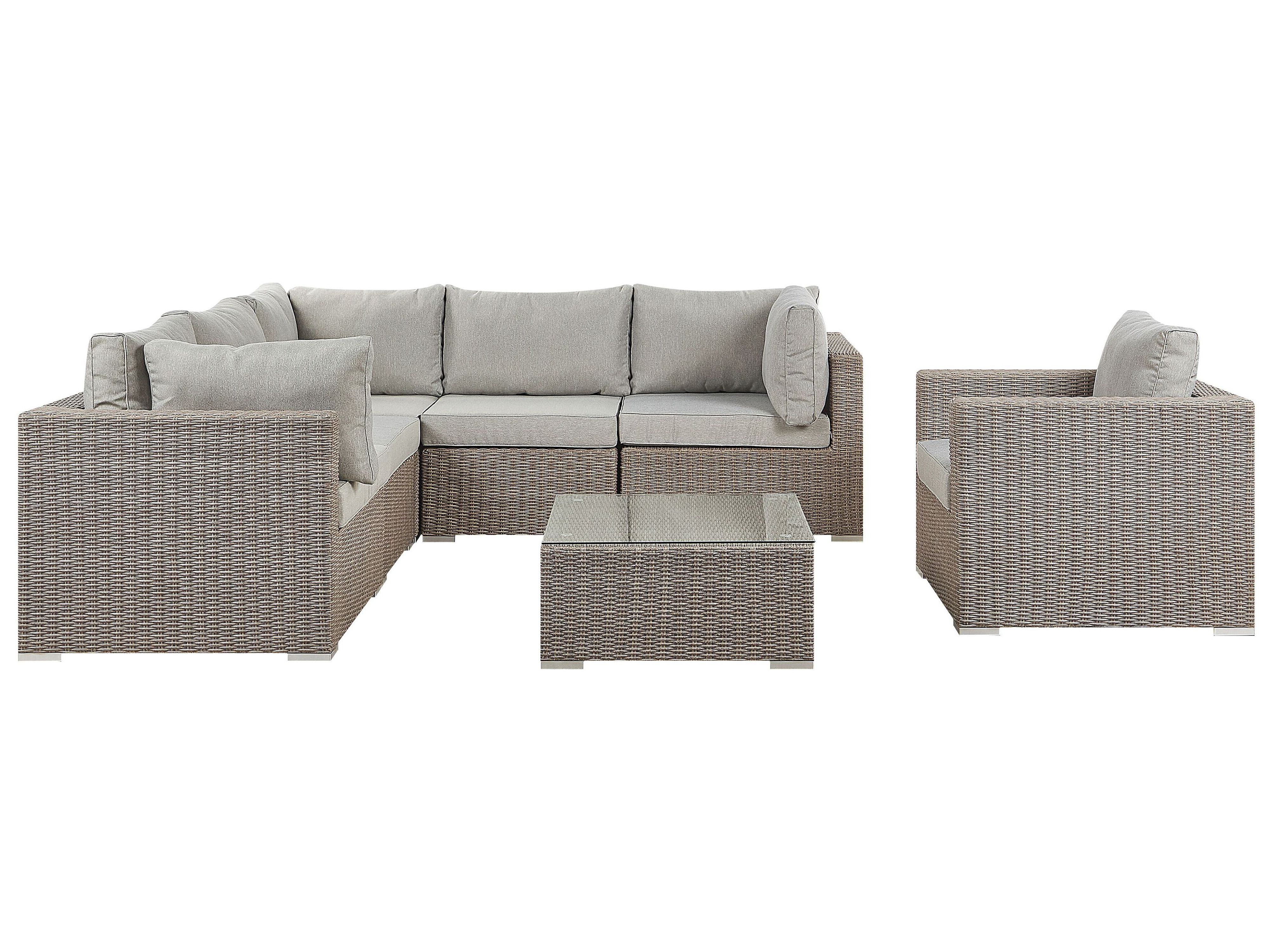 Garden Lounge Set with Table 6 Seater CONTARE Right Hand Modular PE Rattan Taupe