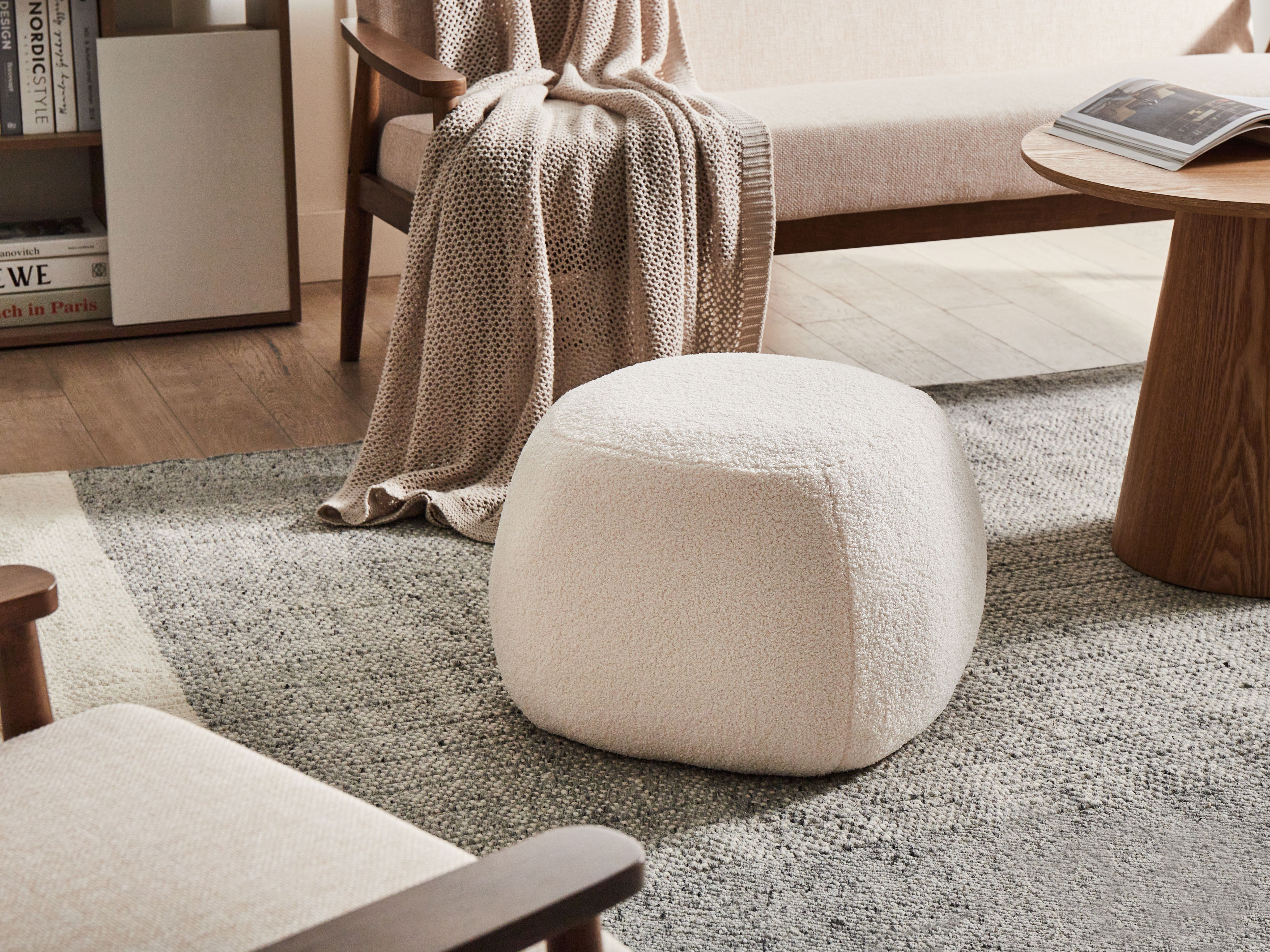 Pouffe BARRON Boucle Off-White