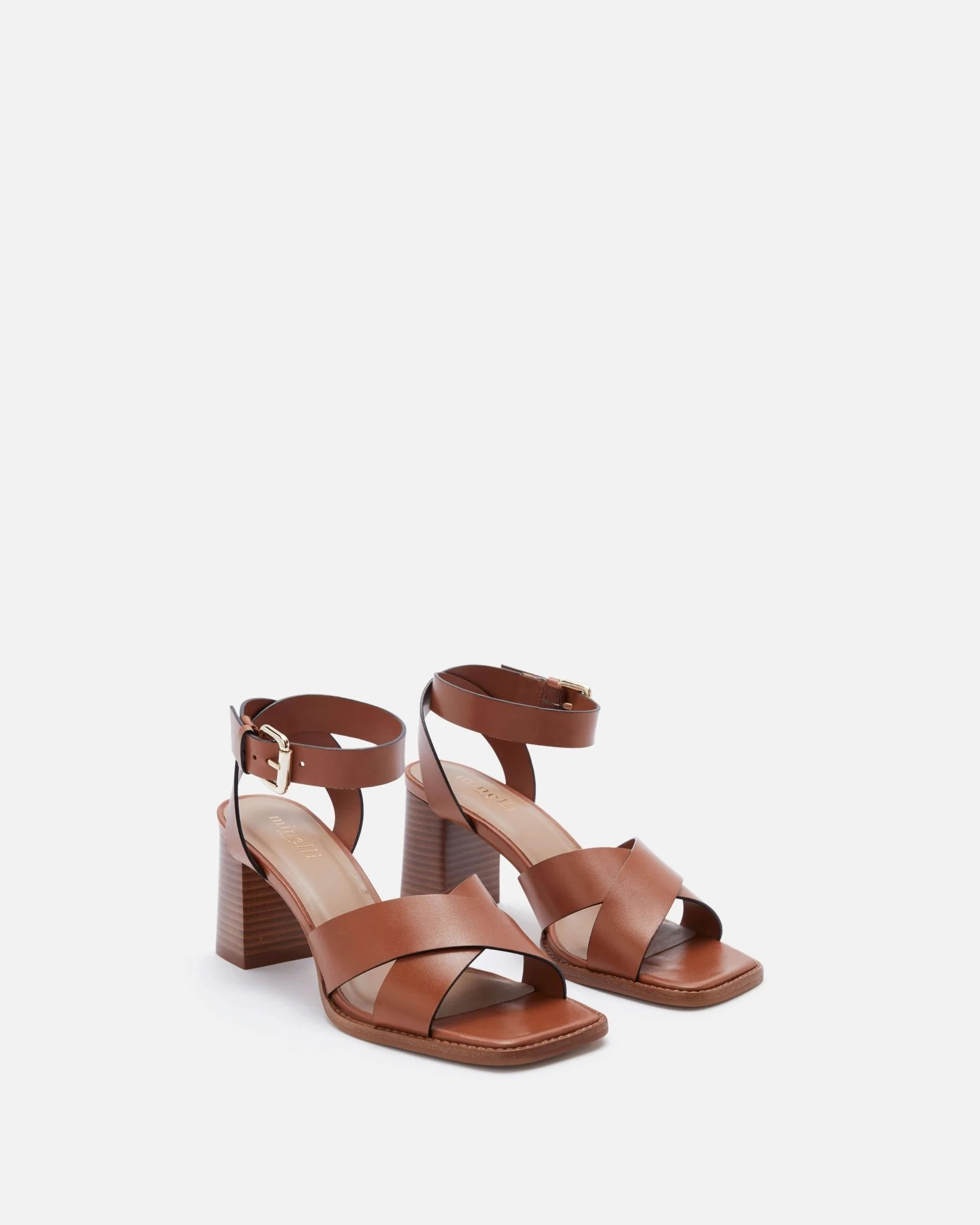 SANDALES KANWAL CARAMEL - Sandales à talons cuir lisse