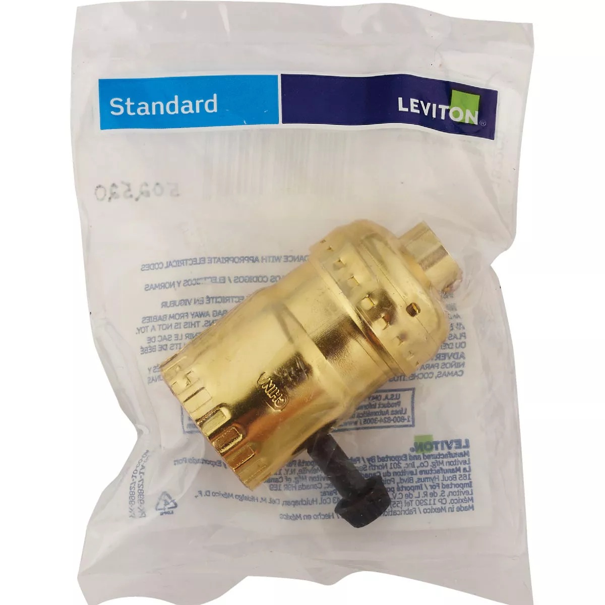 Leviton Turn-Knob Medium Base Brass Lamp Socket