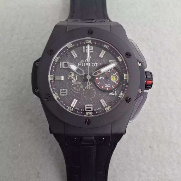 Replica Hublot Big Bang Ferrari Limited Edition PVD Black Dial Black Rubber Strap A7753 - Elite Watch Atelier