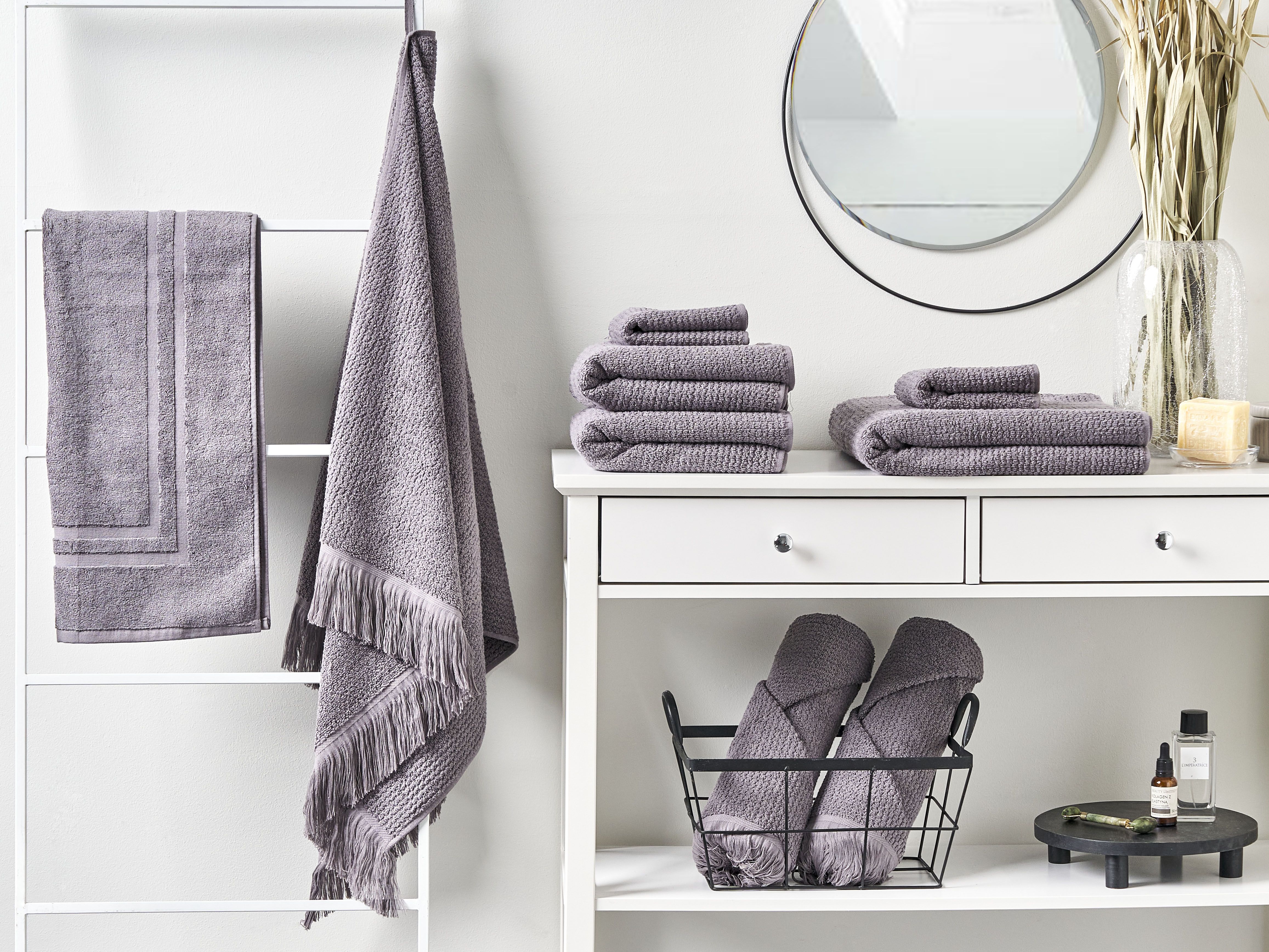 Set of 9 Towels ATIU Terry Cotton Grey