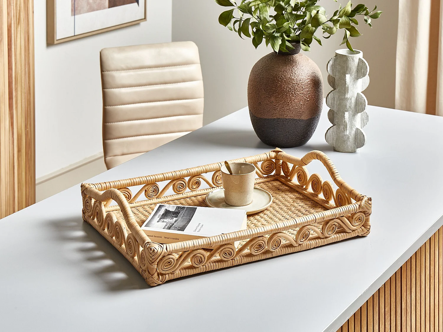 Plateau décoratif CALAYAN Rotin Beige
