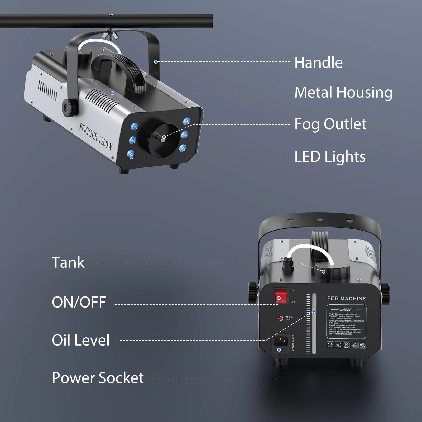 Halloween Fog Machine Smoke Machine 1200W with RGB LED Lights & Remote - Haze Smoke Generator for Halloween, Party, Stage, DJ, Club - Image 11 Halloween Fog Machine Smoke Machine 1200W with RGB LED Lights & Remote - Haze Smoke Generator for Halloween, Party, Stage, DJ, Club - Image 11