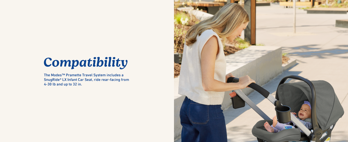 Système de voyage 3-en-1 Graco Modes Pramette SnugRide : siège auto pour bébé sûr, confortable et compatible