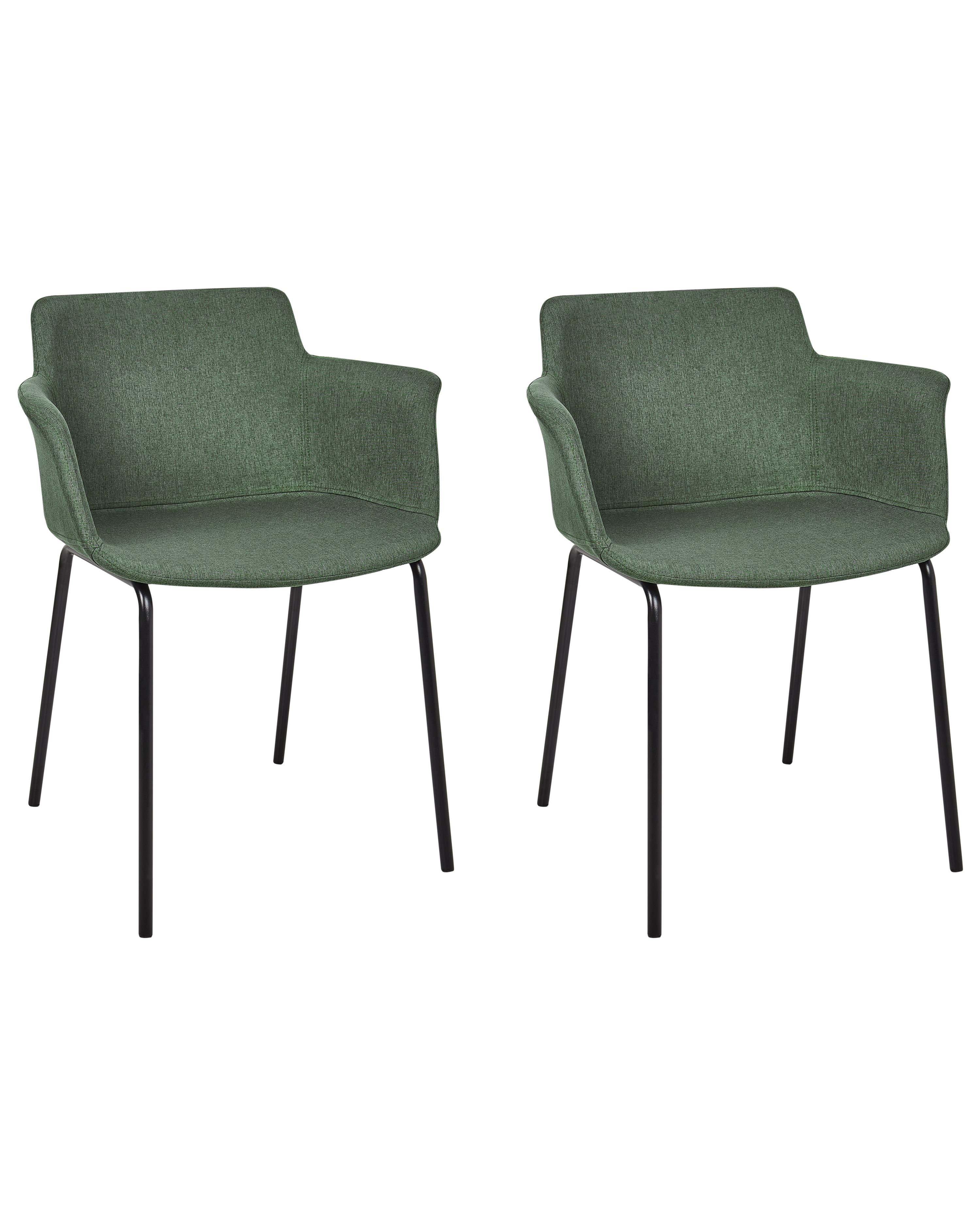 Set of 2 Dining Chairs BELFIELD Fabric Green