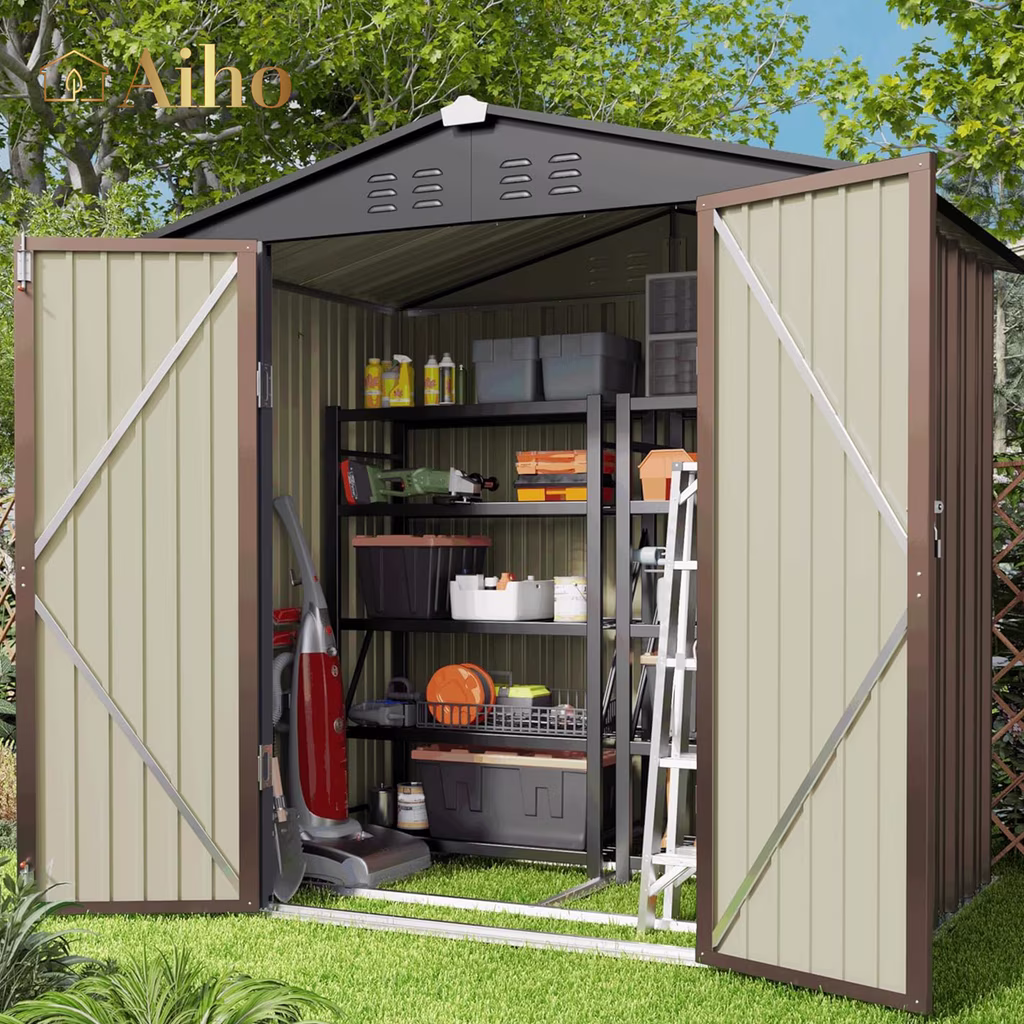 6' x 4' Outdoor Storage Shed on Sale, Aiho Shed & Outdoor Storage Clearance, Metal Storage Shed for Outside, Backyard, Garden & Patio - Dark Gray - Image 7