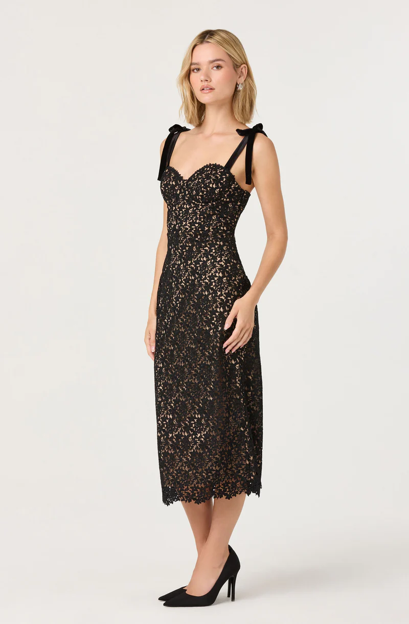 Donne Floral Lace Midi Dress