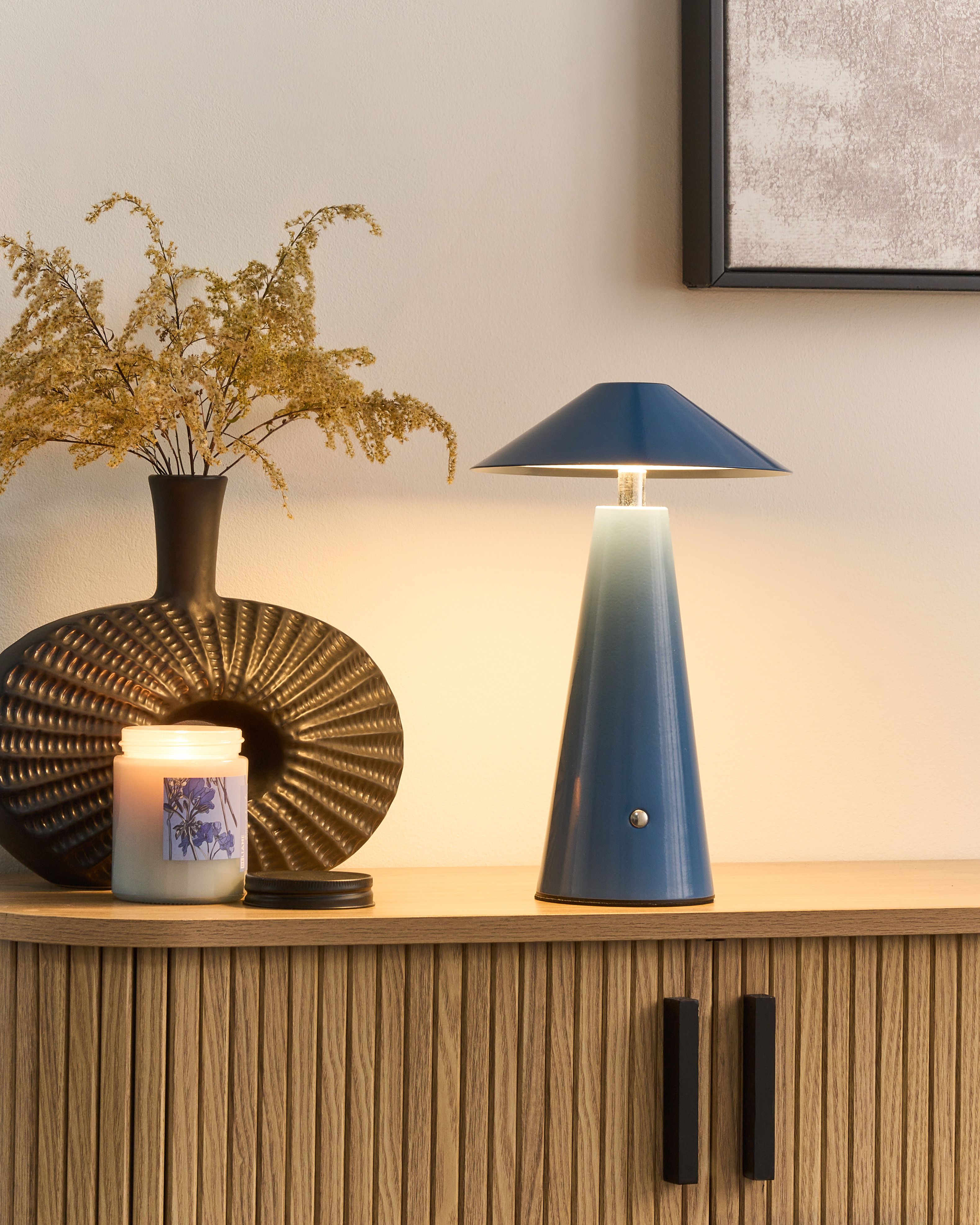 Wireless LED Table Lamp APAYAO with Dimmer Metal Blue