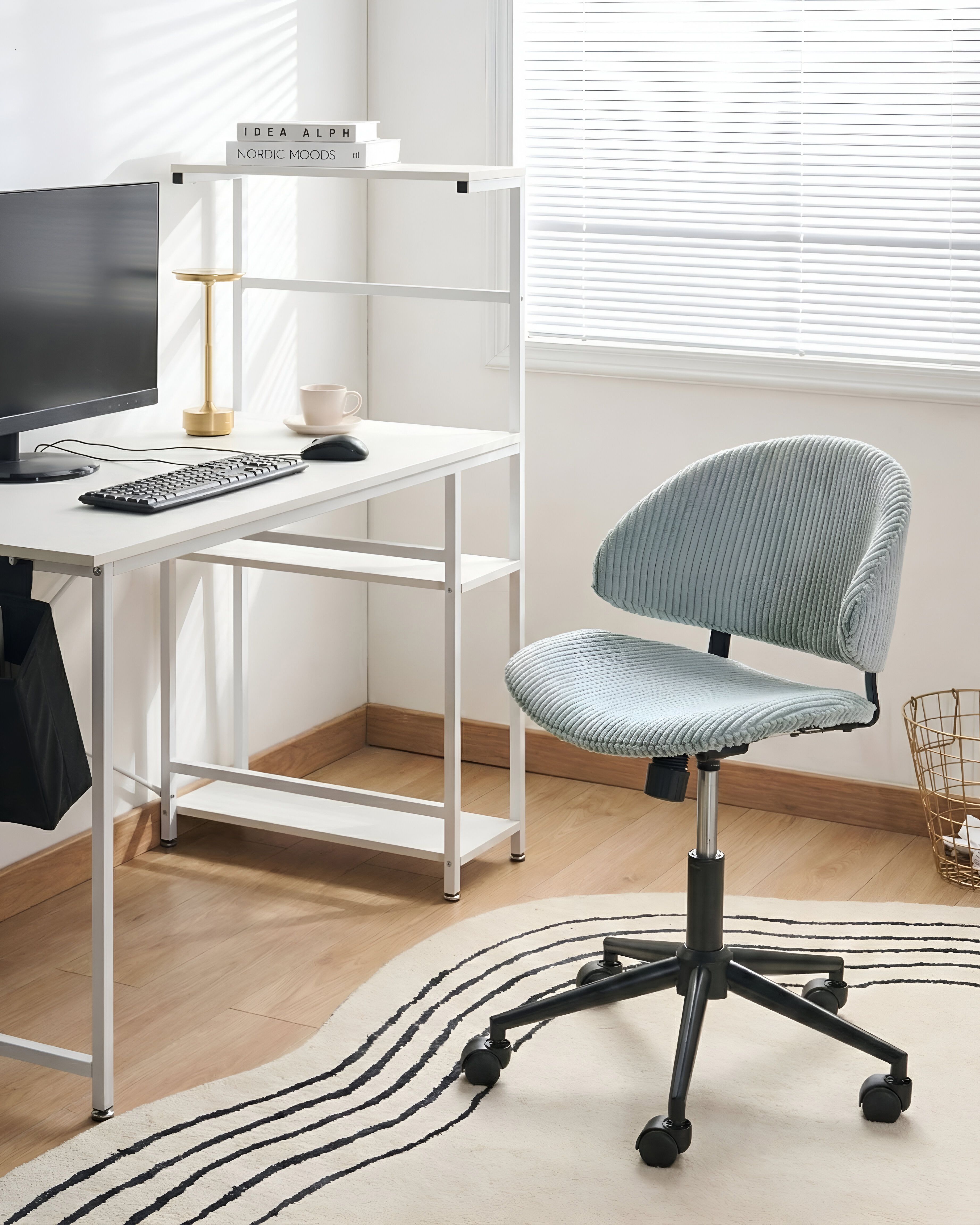 Office Chair KIANA Corduroy Light Blue
