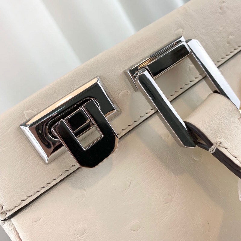 Replica Gucci Zumi Ostrich Leather Medium Top Handle Bag 569712 White1:1High-quality replica