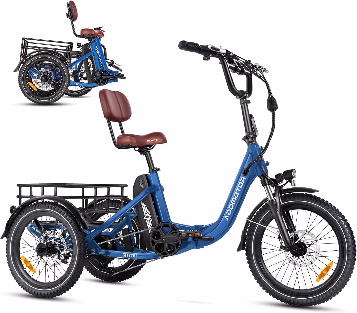 Addmotor Folding Electric Trike, 90MI Electric Tricycle for Adults, 750W 48V 20Ah, CITYTRI 3 Wheel Electric Bikes, Step-Thru Etrike with Rear Speed Differential & Parking Brake, E-310 Plus Red - Image 5