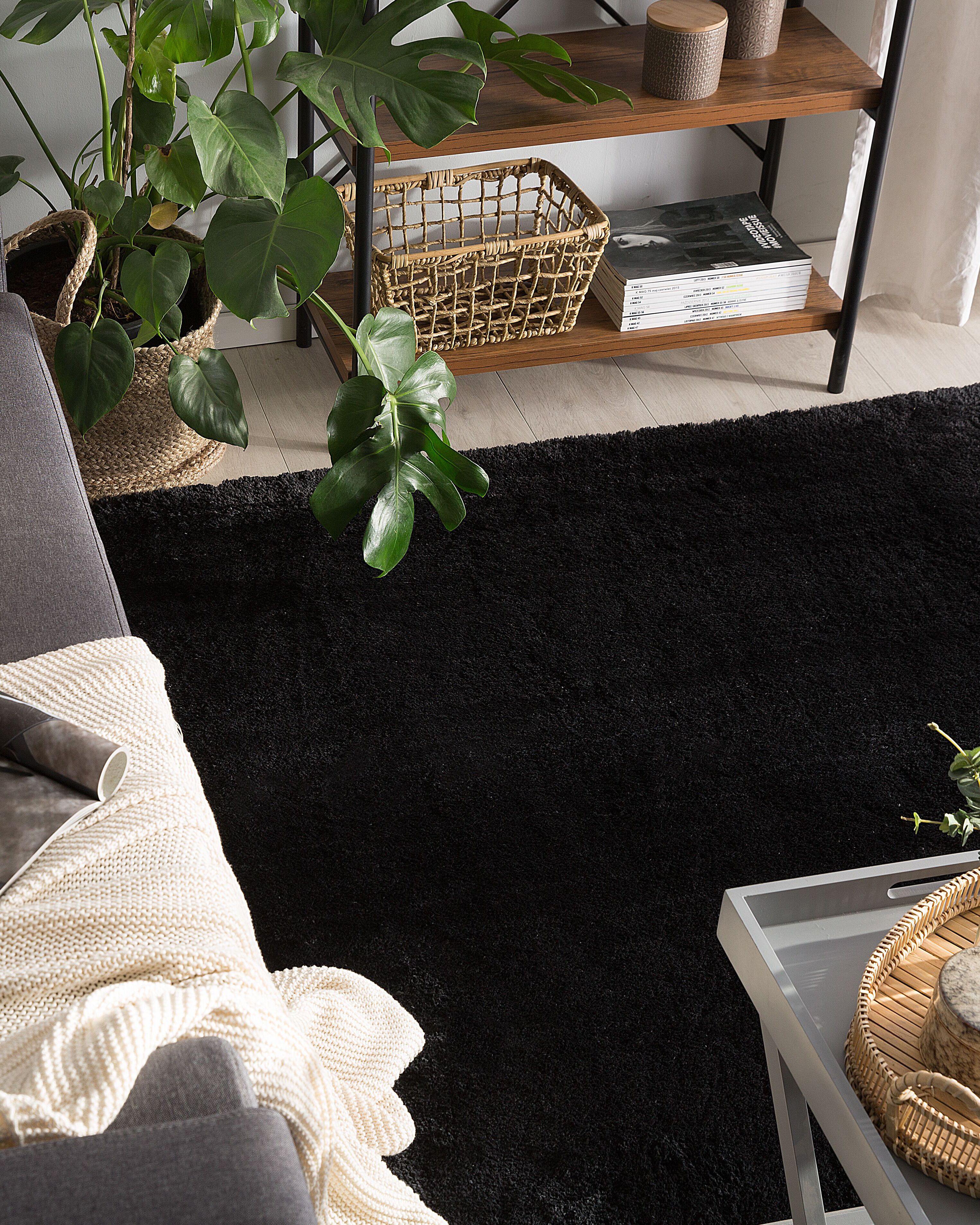 Shaggy Rug EVREN Black 200 x 200 cm