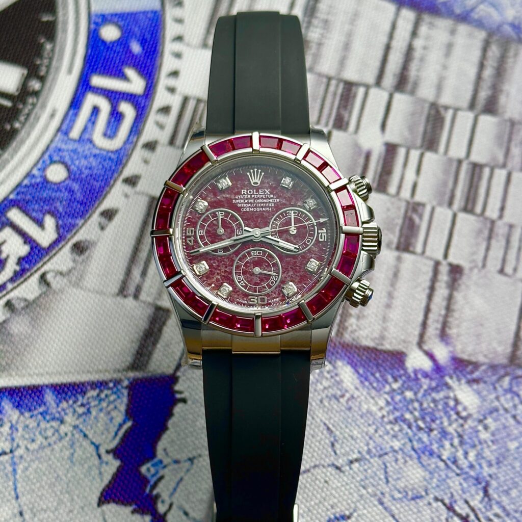 Rolex Best Replica Watch Daytona 116519 Dial Rubellite Rubber Strap 40mm - Elite Watch Atelier