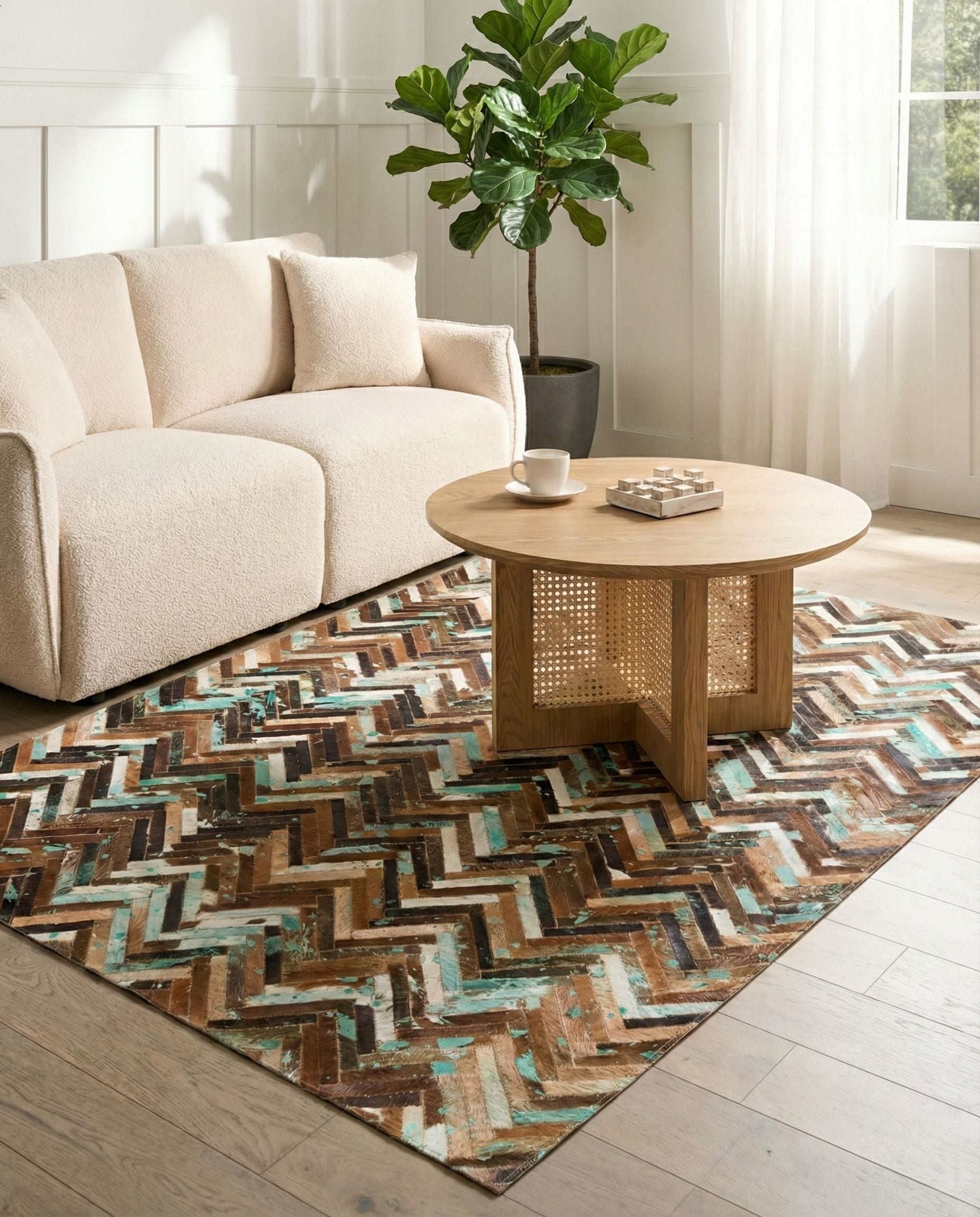 Rug AMASYA Brown 160 x 230 cm Leather