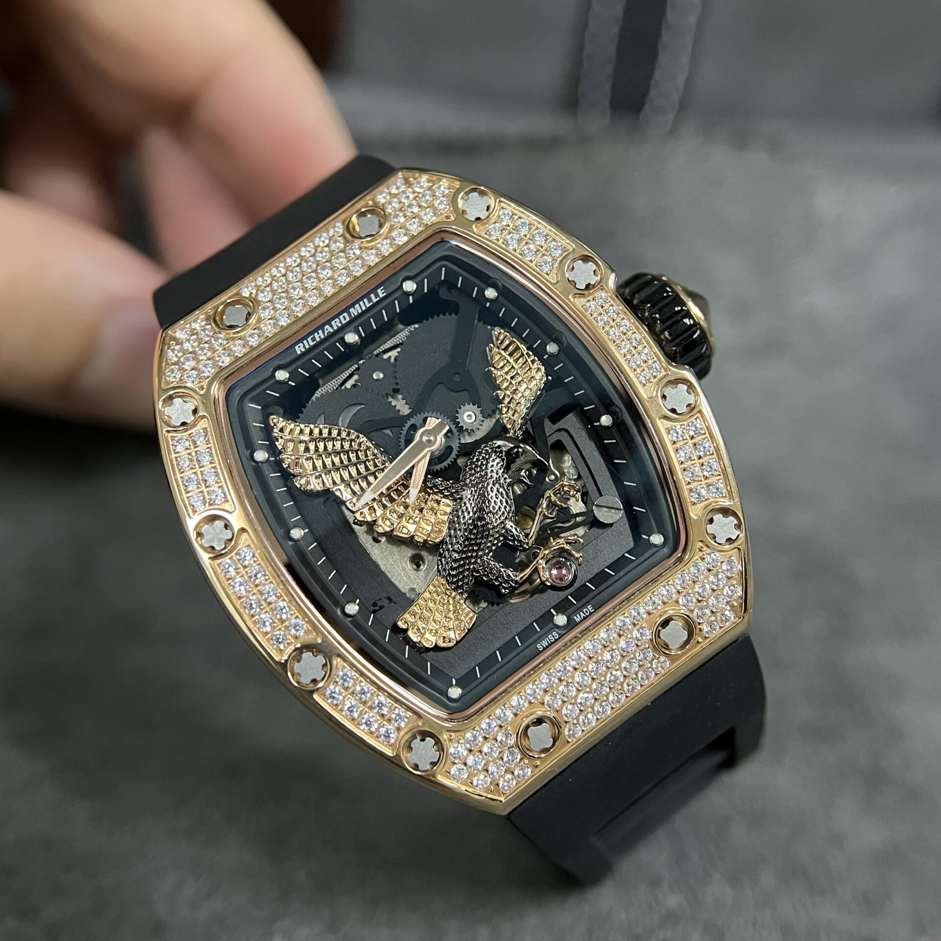 Richard Mille Replica Watch RM57-02 Falcon With Diamonds Bezel Rose Gold Case 42mm - Elite Watch Atelier