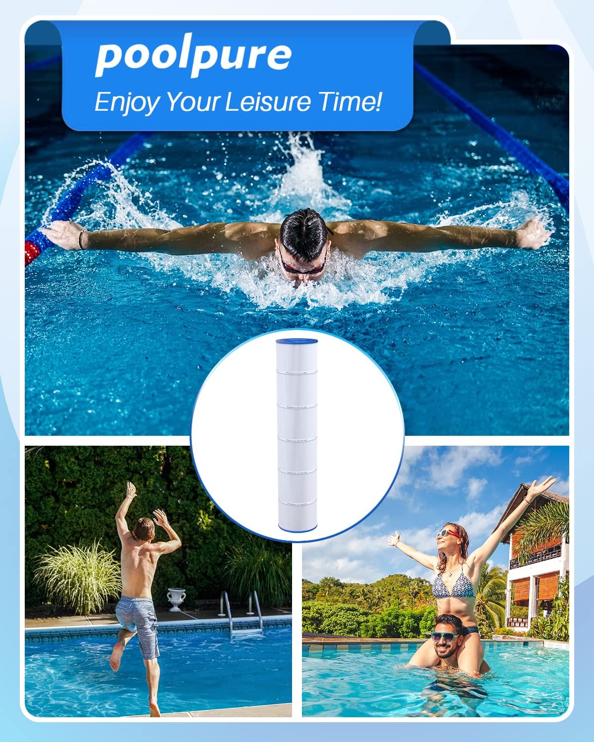 POOLPURE Pool Filter Cartridge 4-Pack 130 Sq Ft 32 1/16in x 7in - PLFPCC130 - Image 6 POOLPURE Pool Filter Cartridge 4-Pack 130 Sq Ft 32 1/16in x 7in - PLFPCC130 - Image 6