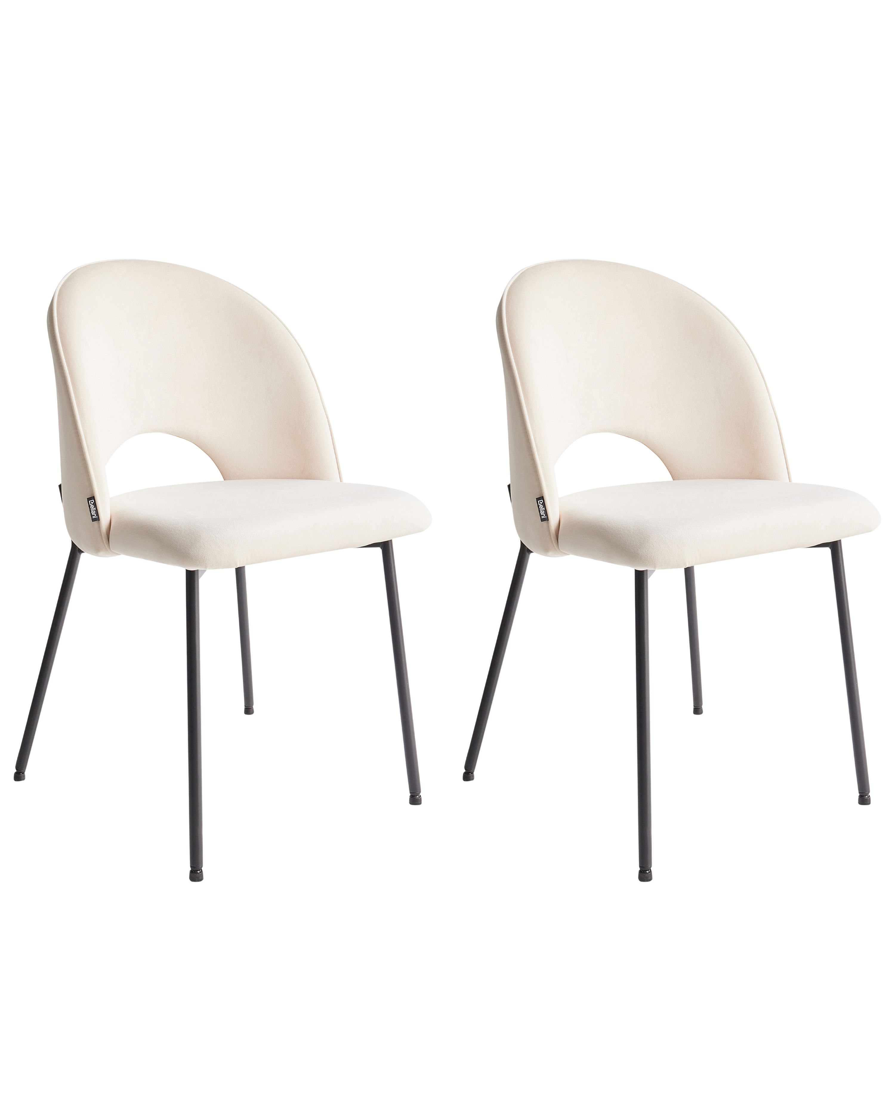 Set of 2 Dining Chairs COVELO Fabric Light Beige