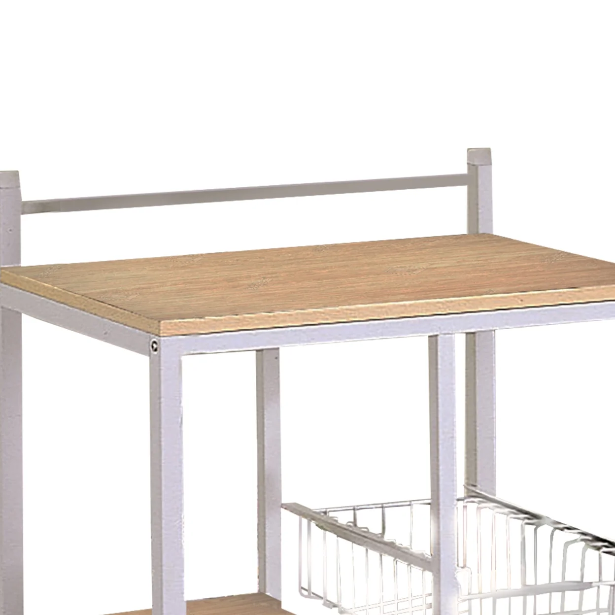Coaster Kelvin 2-shelf Metal Frame Kitchen Cart Natural Brown and White