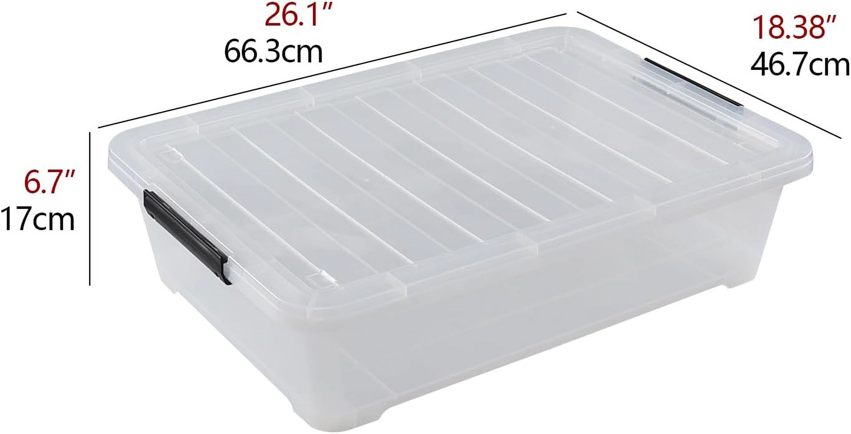 Esdiplot 3-Pack 40 L Clear Underbed Storage Container, Plastic Containers with Lids and Wheels, Under Bed Storage Bin for Cloths, Bedding, Books, Diapers, Shoes and Duvets