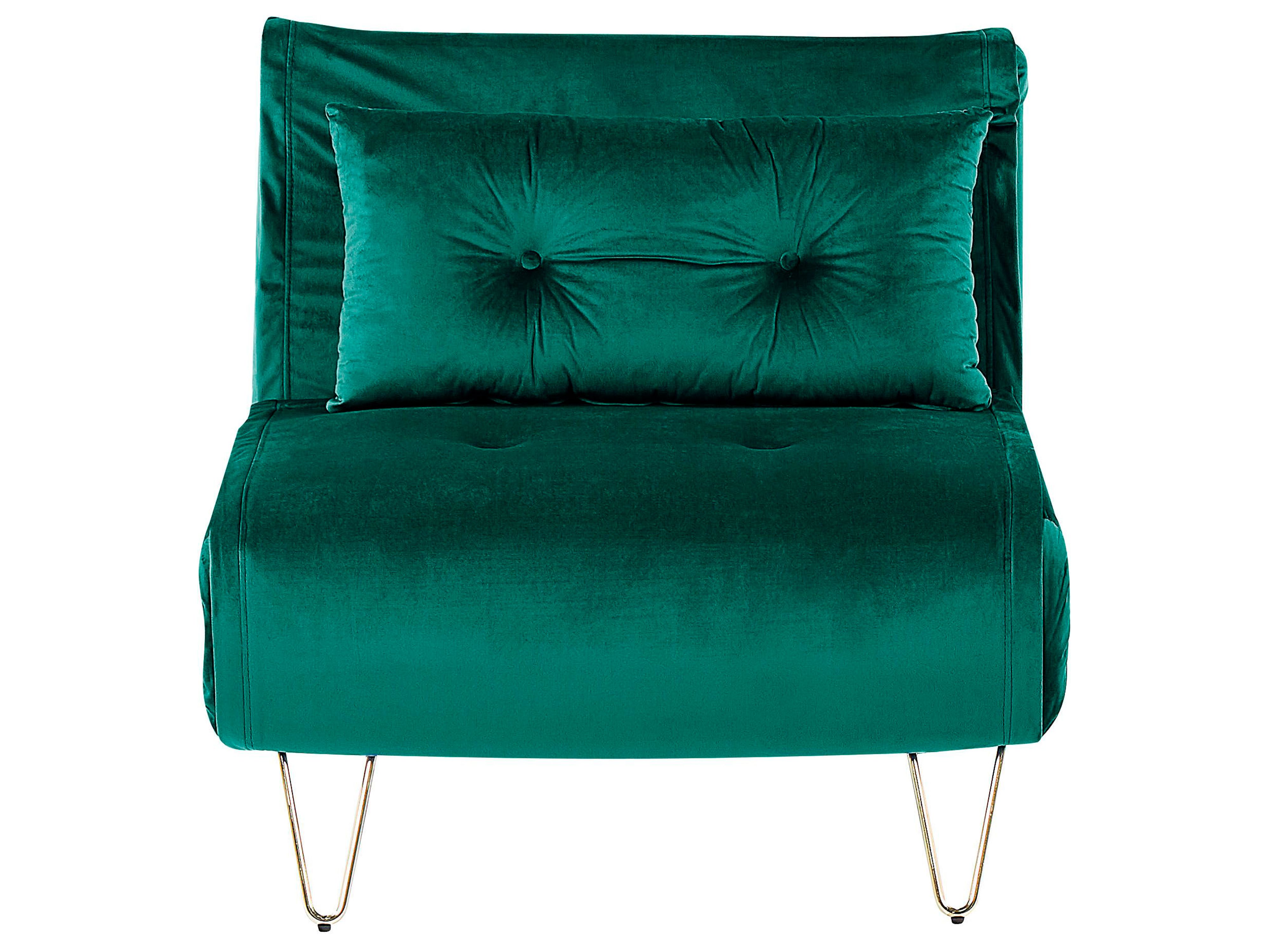 Single Sofa Bed VESTFOLD Velvet Dark Green