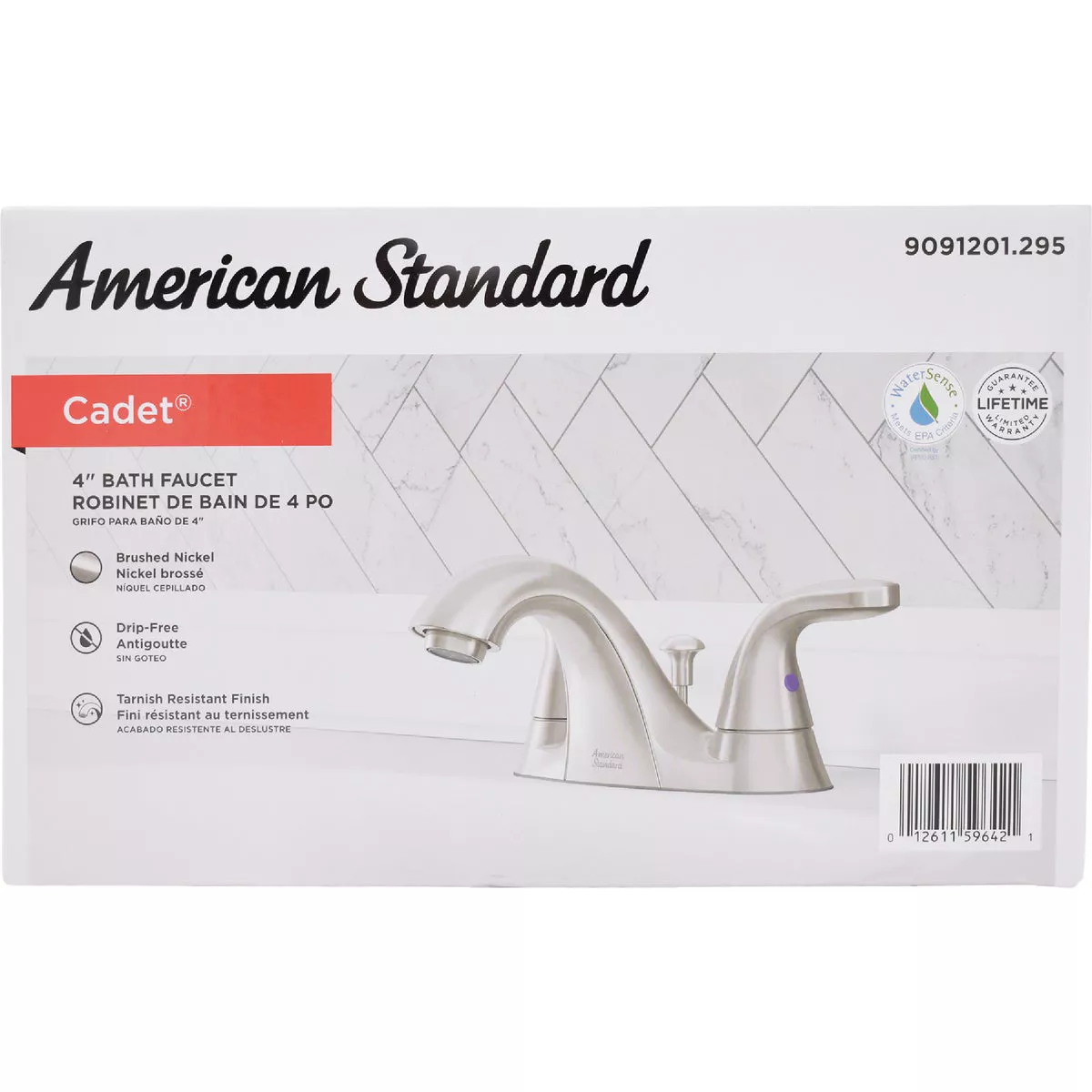 American Standard Cadet Brushed Nickel 2-Handle Lever 4 In. Centerset Bathroom Faucet with Pop-Up