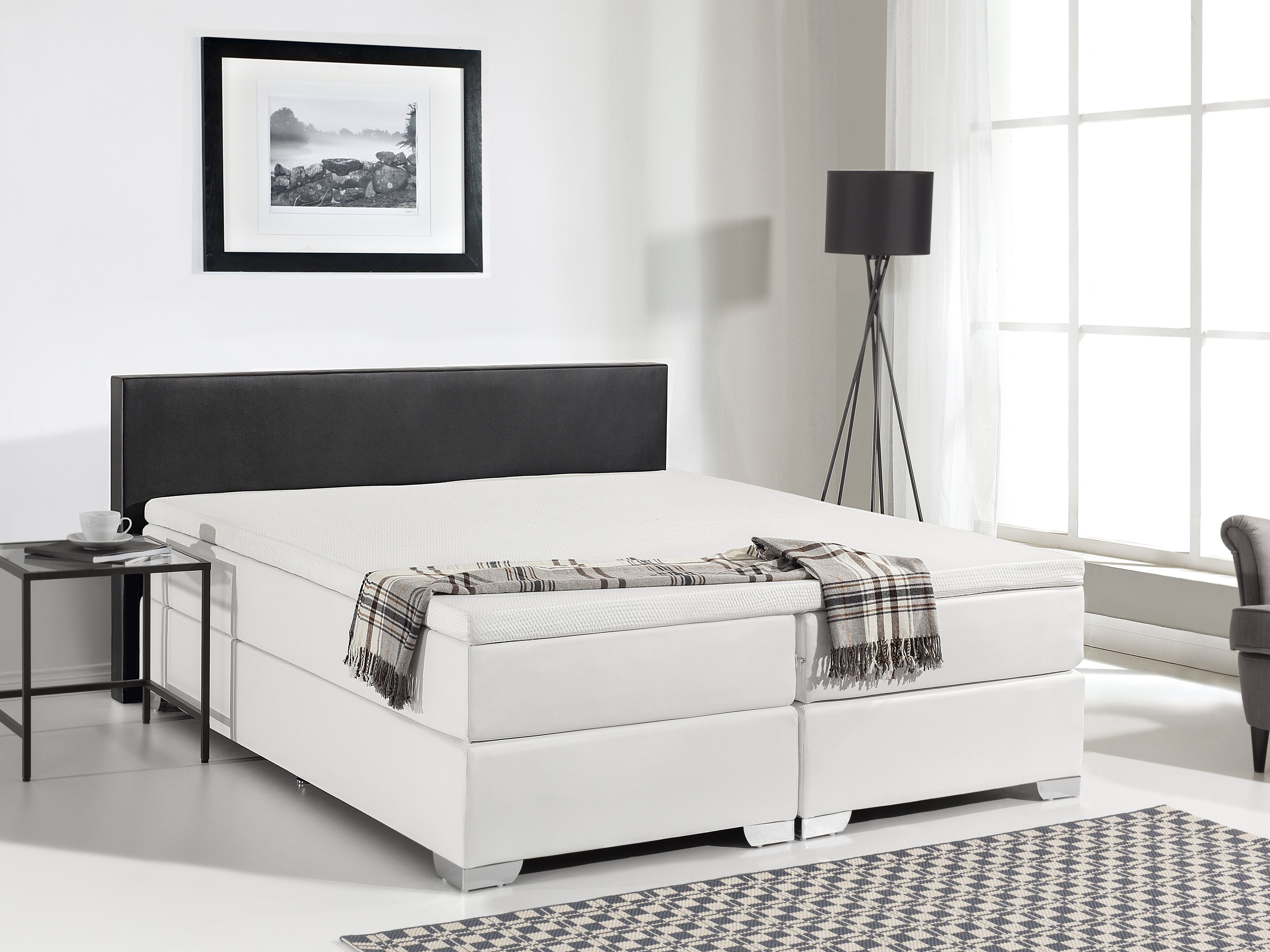 Divan Bed Faux Leather PRESIDENT 160 x 200 cm (EU King Size) Black/ White