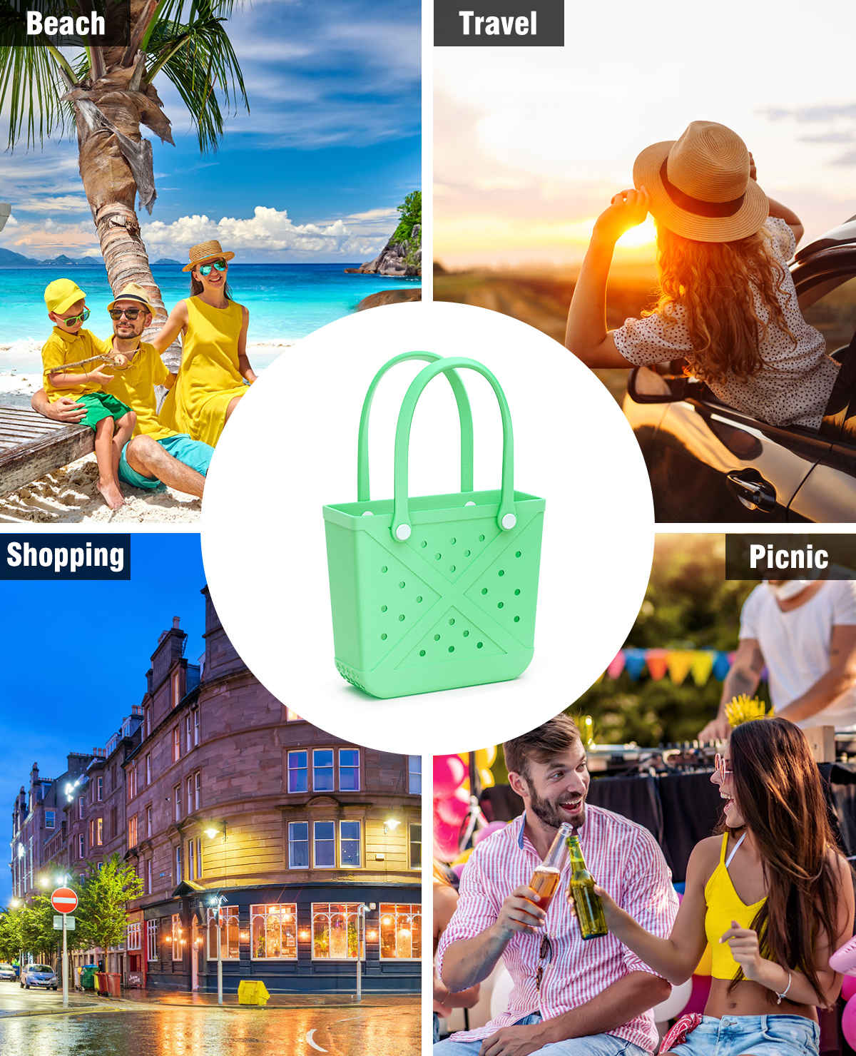 EVA Handbags Small Size Beach Tote Bag Kids Beach Waterproof Tote Bags