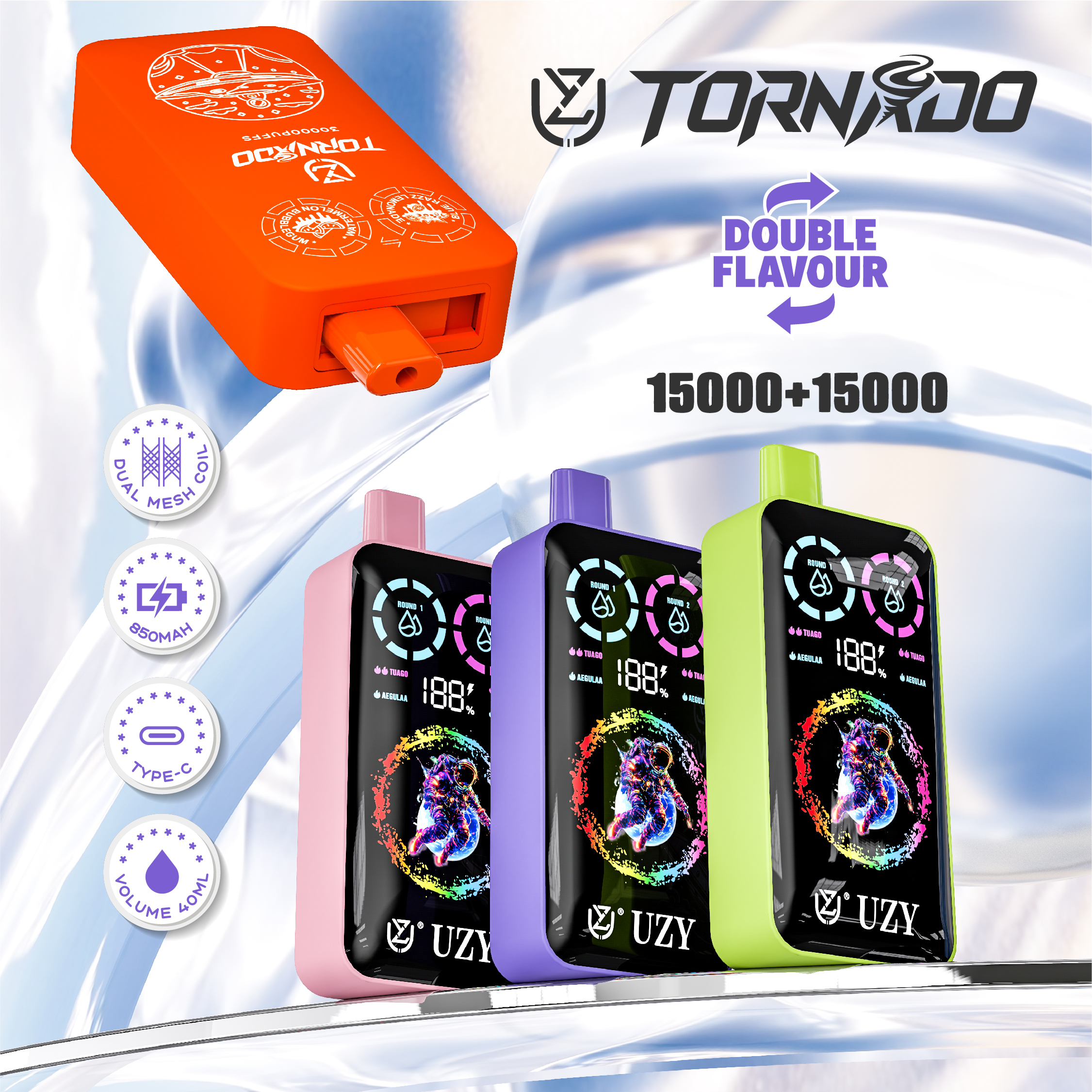 UZY TORNADO 30000 Puffs Dual-Flavor Disposable Vape