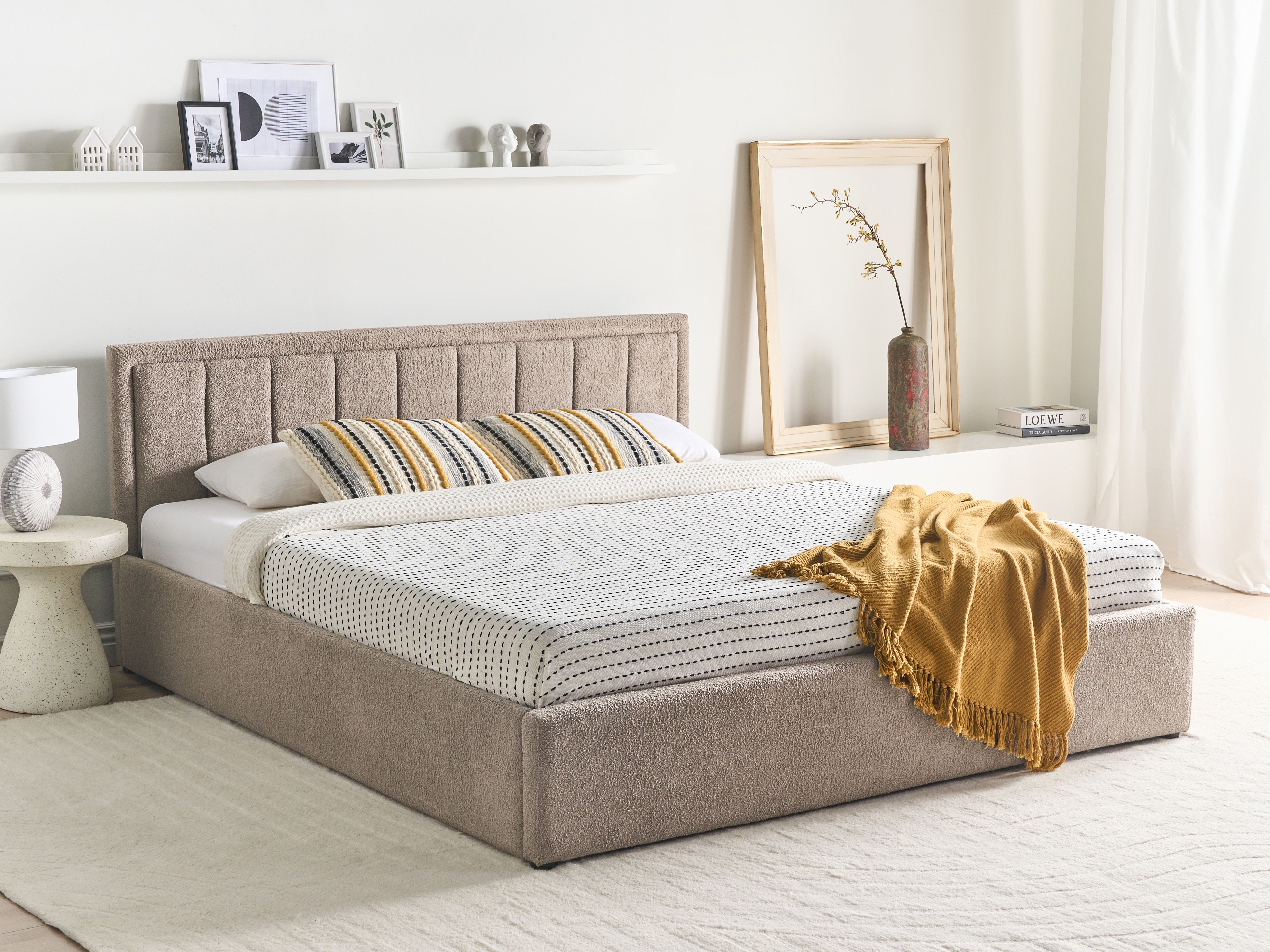 Ottoman Bed Boucle MONTLAUR 180 x 200 cm (EU Super King) Taupe
