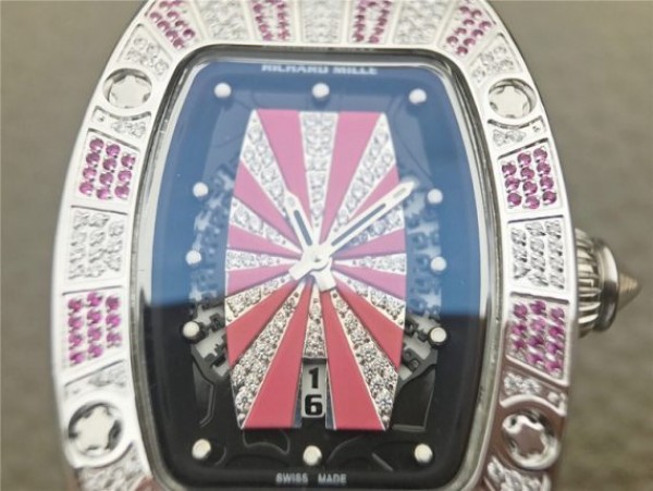 Replica Richard Mille RM 007 Lady SS Diamonds Black Inner Bezel White Rubber Strap 6T51 - Top club