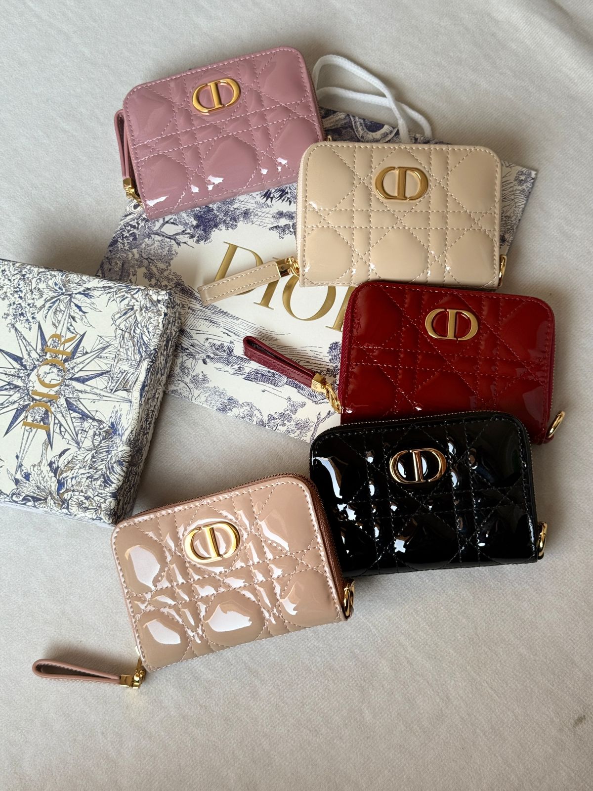 Dior Caro Lavender Supple Cannage Calfskin Wallet In Dubai