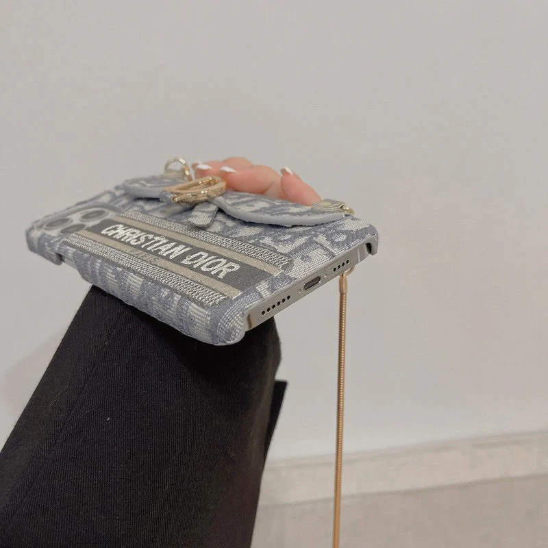 CD Black & Grey Fabric Card Bag Crossbody iPhone Case - Wholesale & Influencer