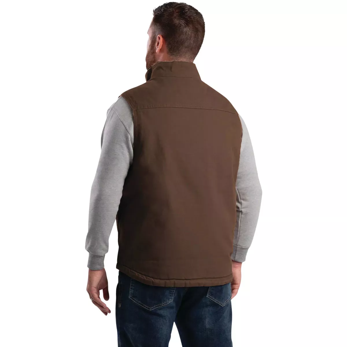 Berne Heartland Men's XL Bark Sherpa-Lined Washed Duck Vest