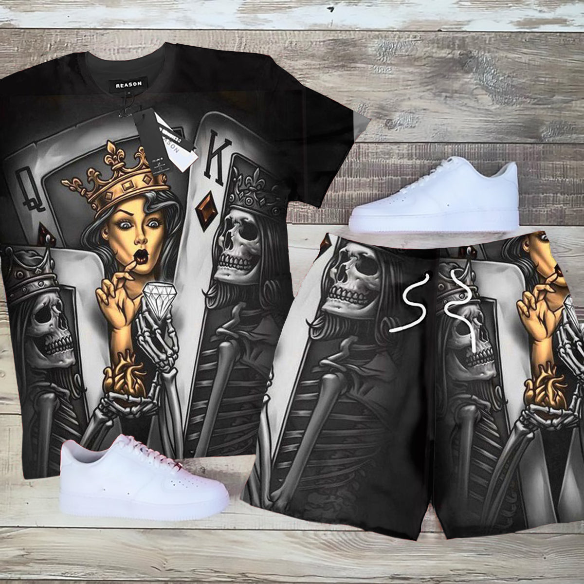 Suitmens Men's Daily Casual 3D Printed Short Sleeve T-Shirt Set 11