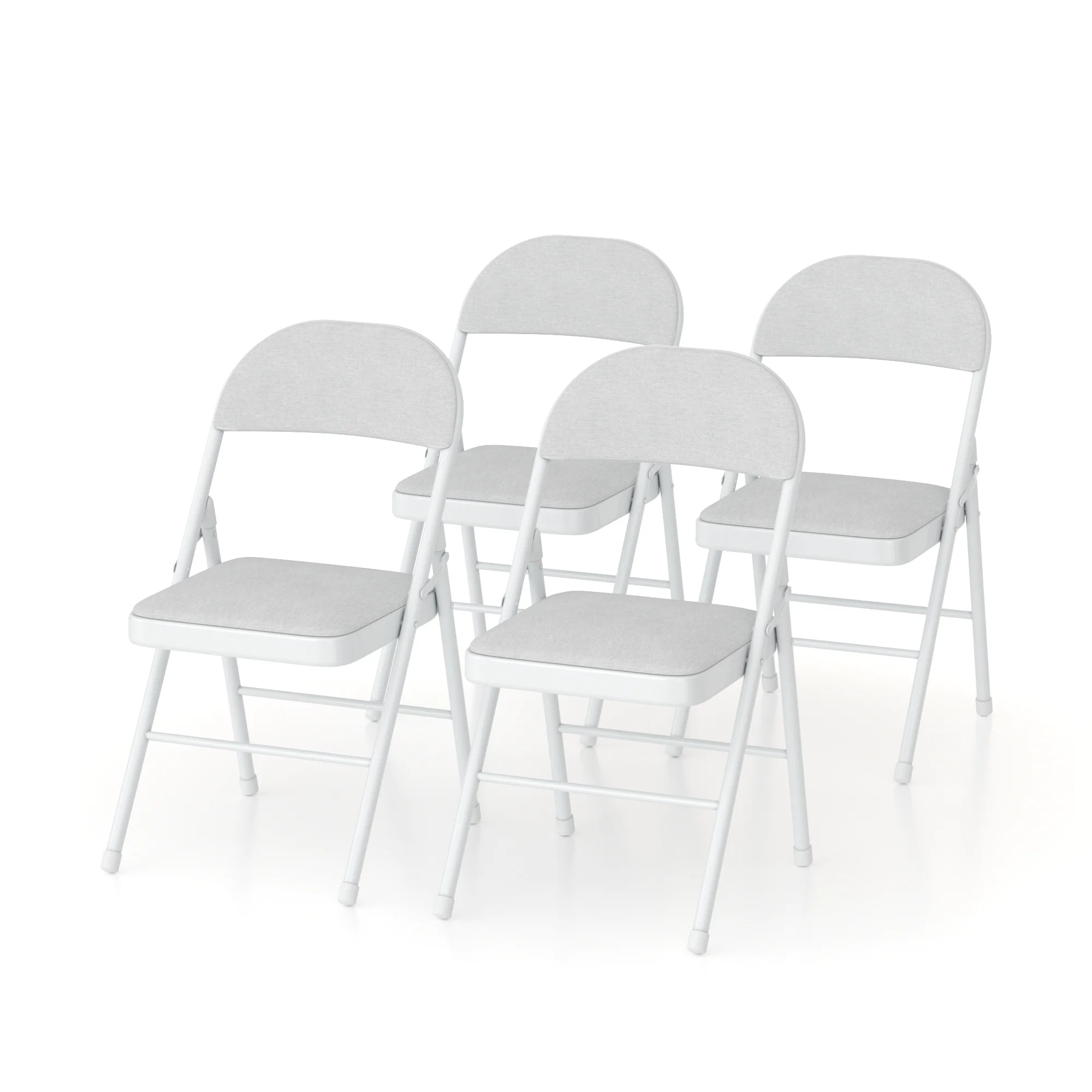 VECELO Set of 4 Folding Chairs, Fabric Dining Chair Set with Padded Cushion and Back, Indoor Outdoor Upholstered Seat with Metal Frame for Home Office Events Wedding Party, Orange - Image 23