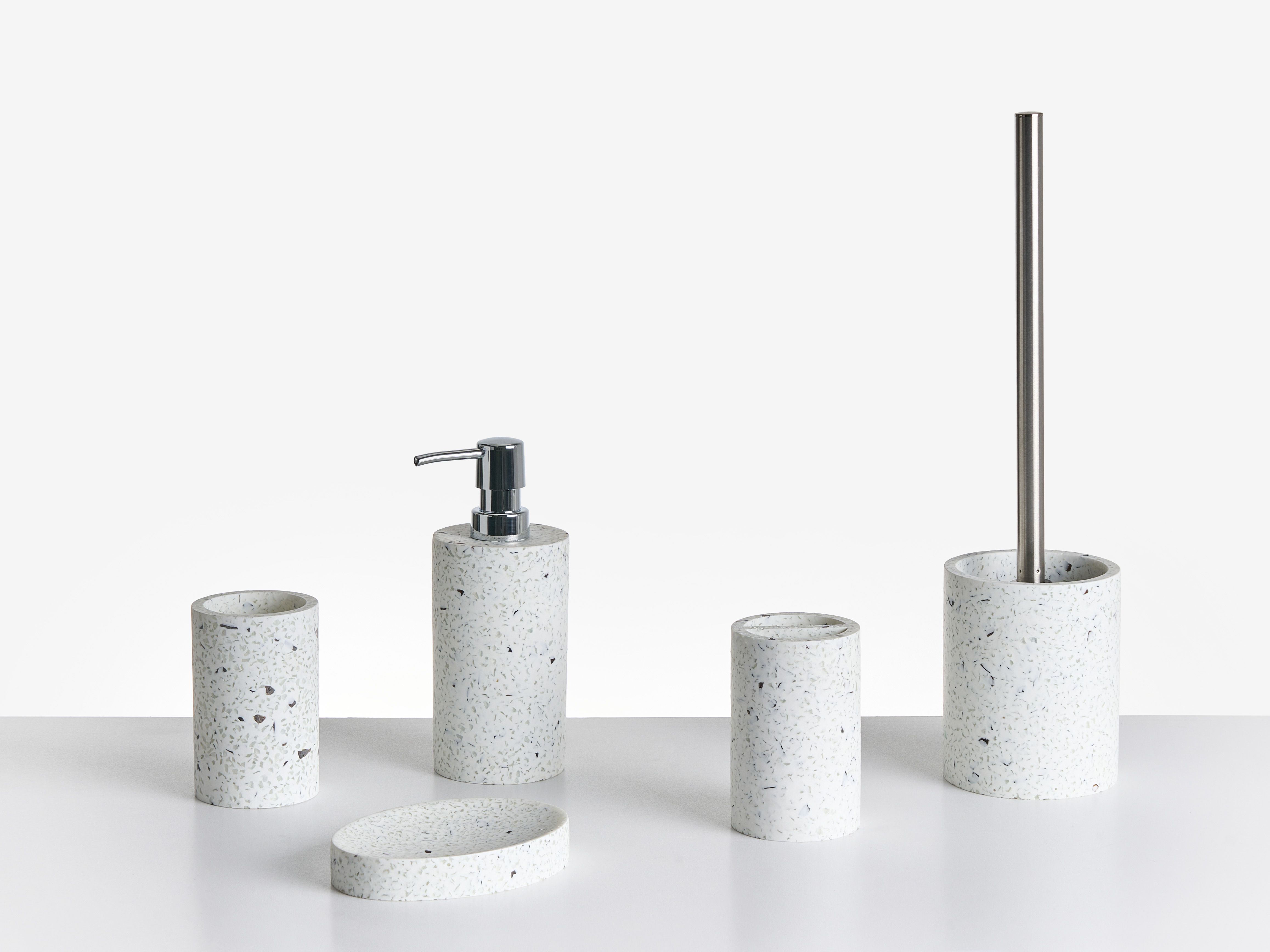5-Piece Bathroom Accessories Set PERENE White Terrazzo