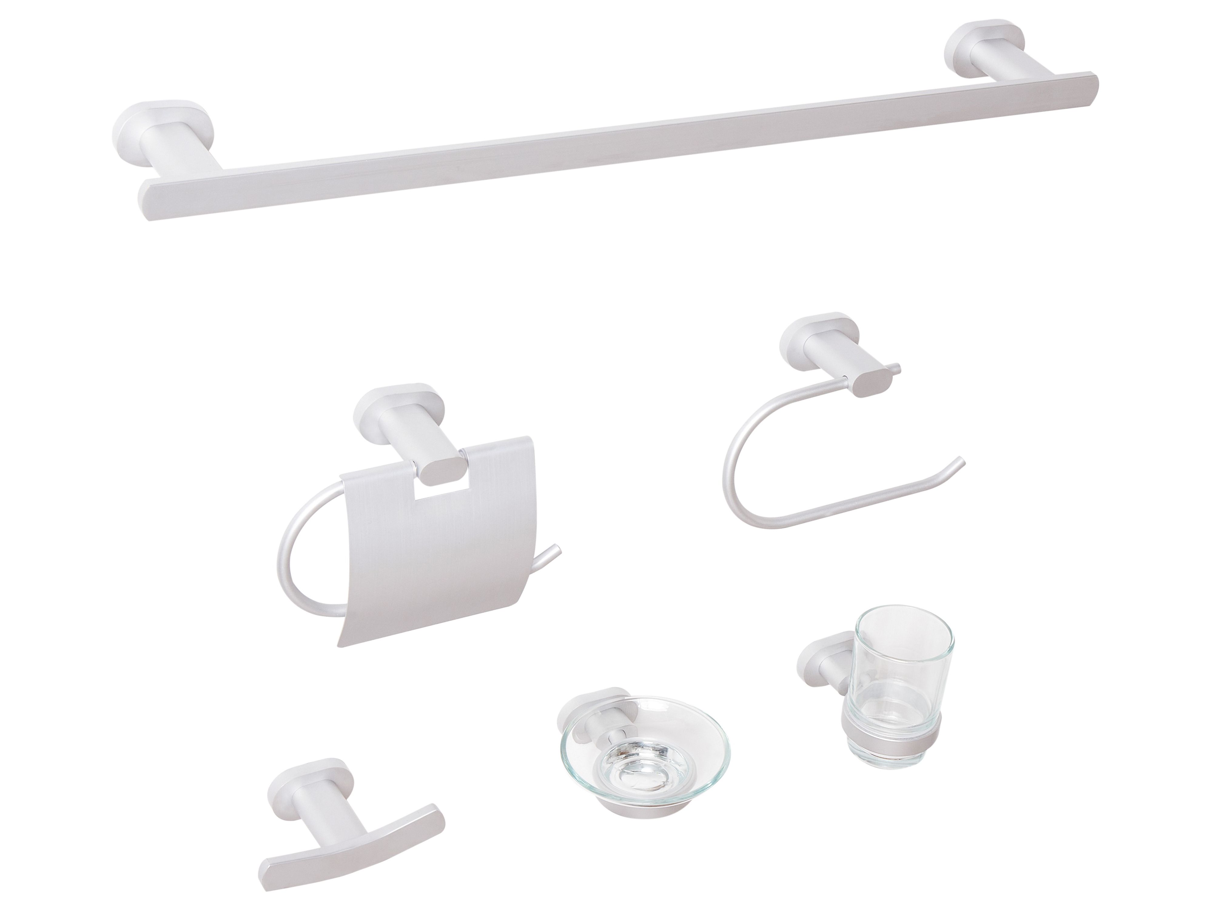 6-Piece Bathroom Hardware Set TOCOPILLA with Towel Bars and Hooks Silver
