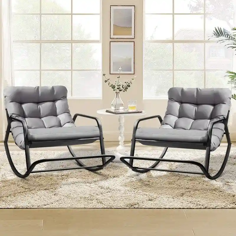 Oversized Outdoor Rocking Lounge Chair With Water-Resistant Cushions, 450 lbs Capacity - Image 4 Oversized Outdoor Rocking Lounge Chair With Water-Resistant Cushions, 450 lbs Capacity - Image 4