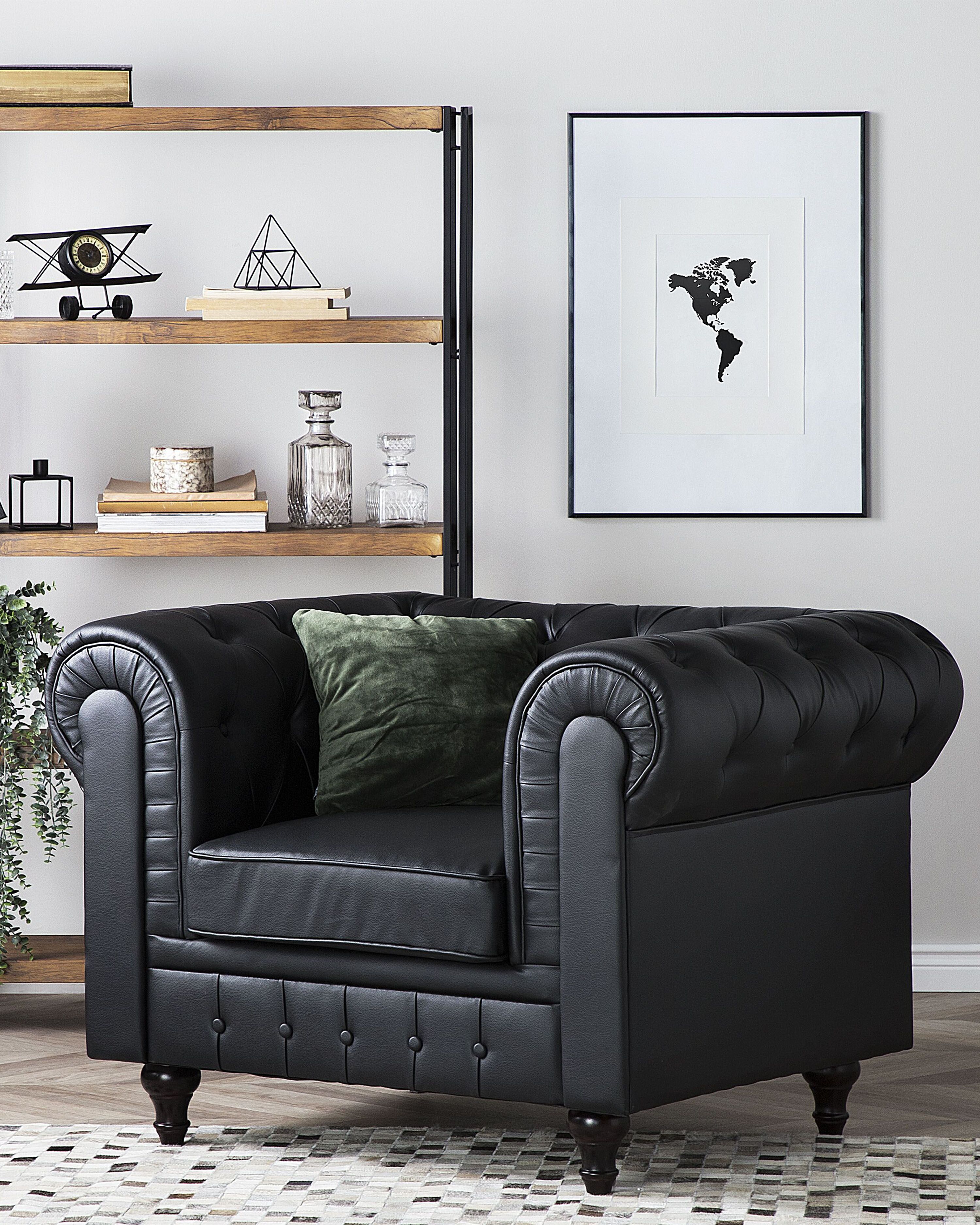Armchair CHESTERFIELD Faux Leather Black