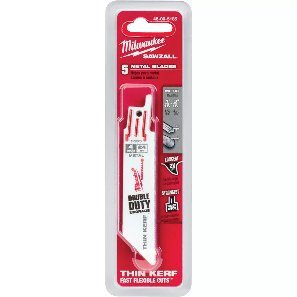 Milwaukee SAWZALL 4 In. 24 TPI Metal Reciprocating Saw Blade (5-Pack)