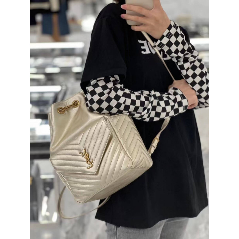 Replica Ysl Saint Laurent Joe Backpack 672609 In Champagne Gold Lambskin1:1High-quality replica