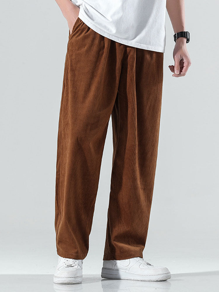 Elastic Waist Corduroy Pants
