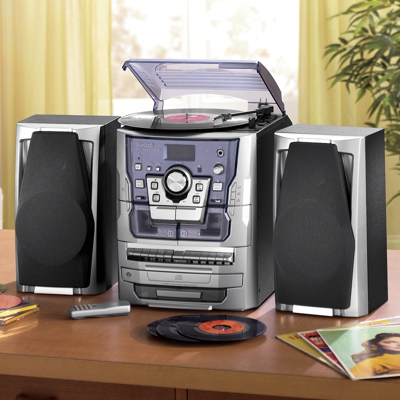 6-in-1 Music System with Deluxe Turntable, iPod/MP3, AM/FM, CD Player & Cassette - MIDNIGHT VELVET CATALOG