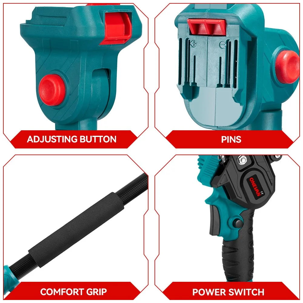 3-in-1 Brushless 6" Pole Chainsaw & Electric Pruning Shears Cordless Pole Saw - Image 8
