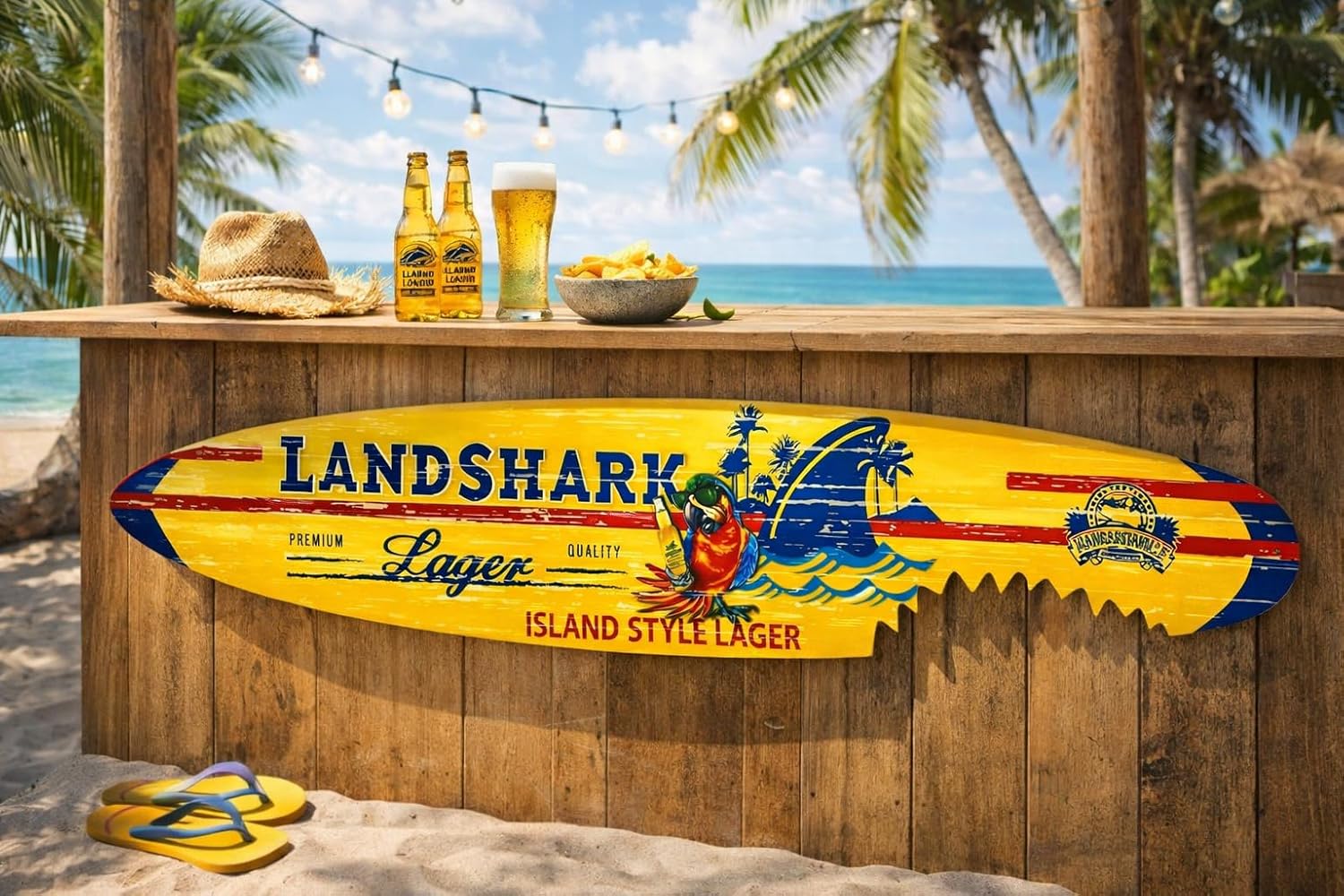 Nuekreations Surfboard Wall Decor – Island Style Tropical Beach Bar Sign – Decorative Surfboard Wall Art – 47