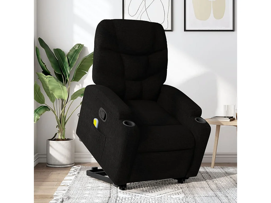 Fauteuil inclinable-Chaise de relax-Fauteuil de Massage Noir Tissu SHL1623