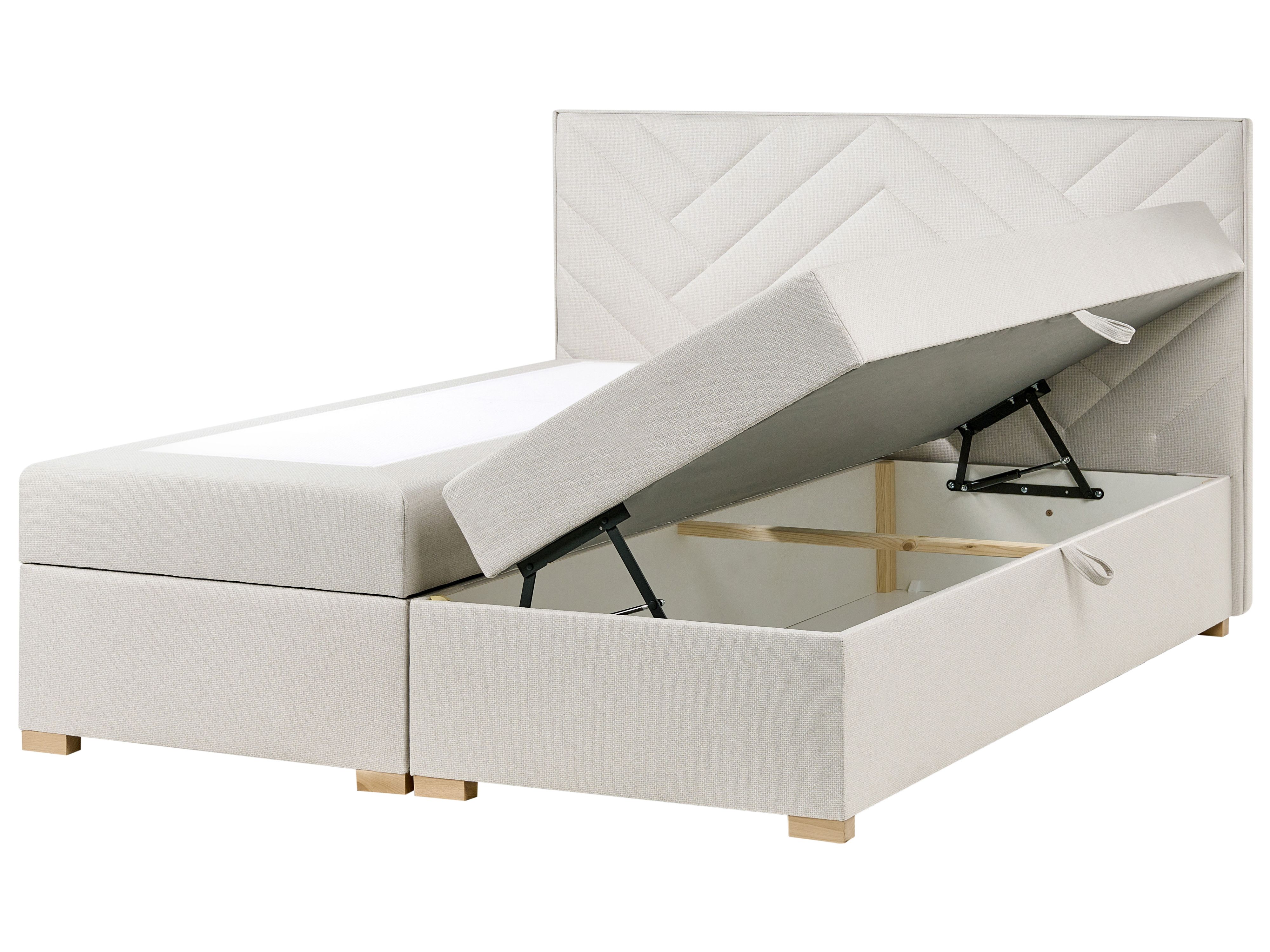 Divan Bed with Storage Fabric ESQUIRE 180 x 200 cm (EU Super King) Off-White