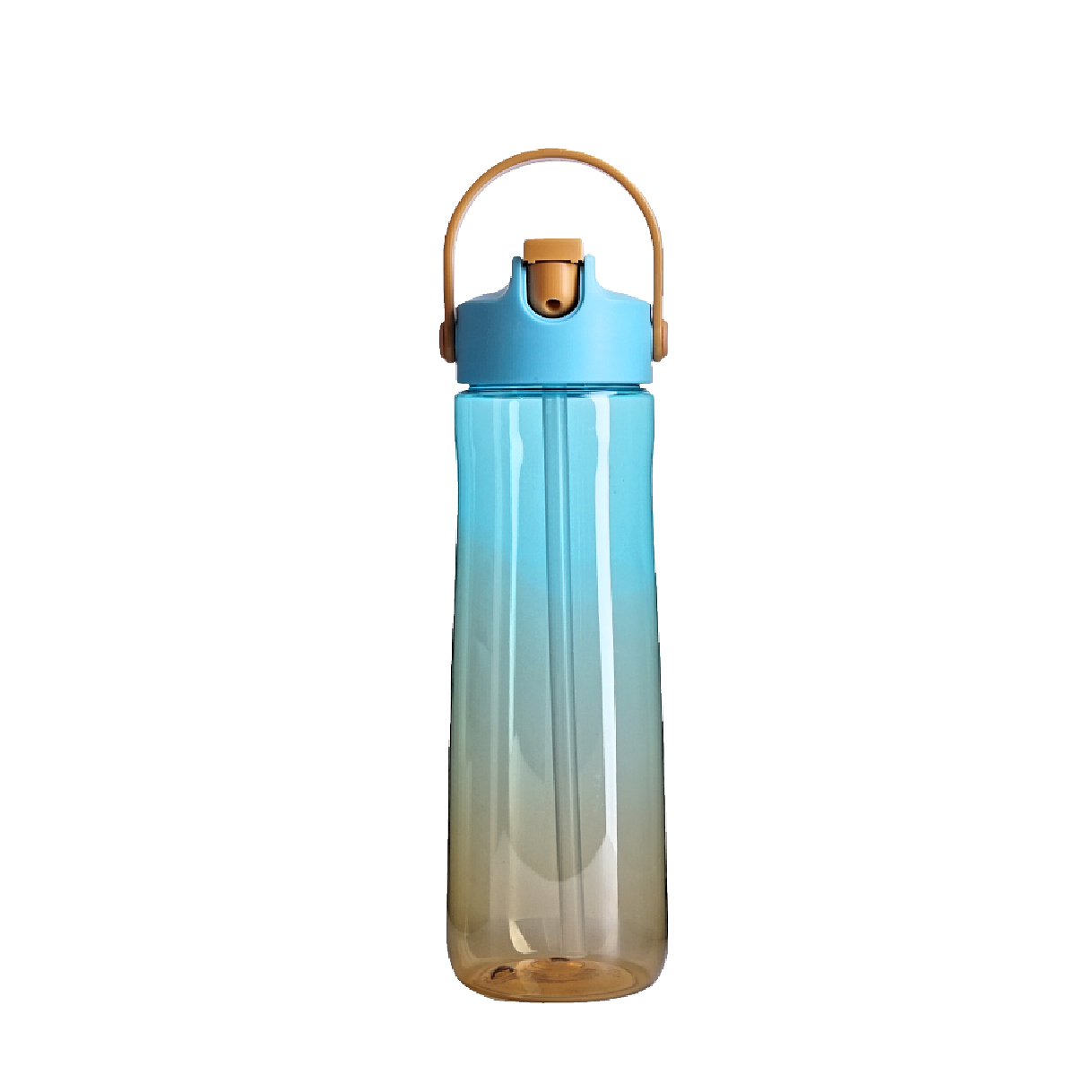Gradient Plastic Sports Water Bottle with Straw for Active Lifestyle Travel Camping Tours Outdoor Activities Boiling Water