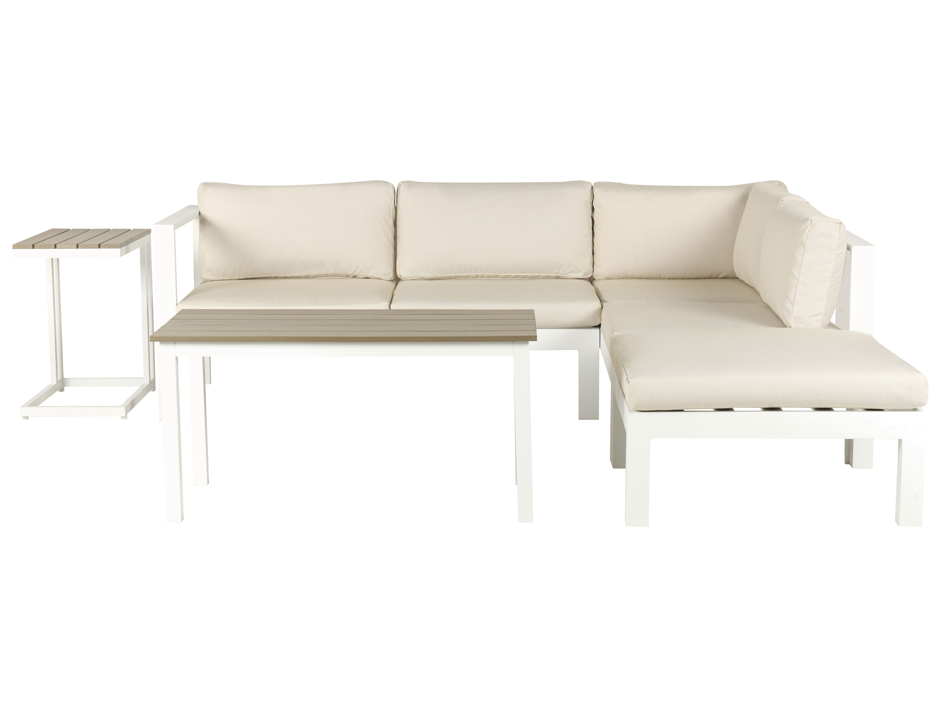 Garden Corner Sofa with Table 5 Seater MESSINA Left Hand Metal Beige